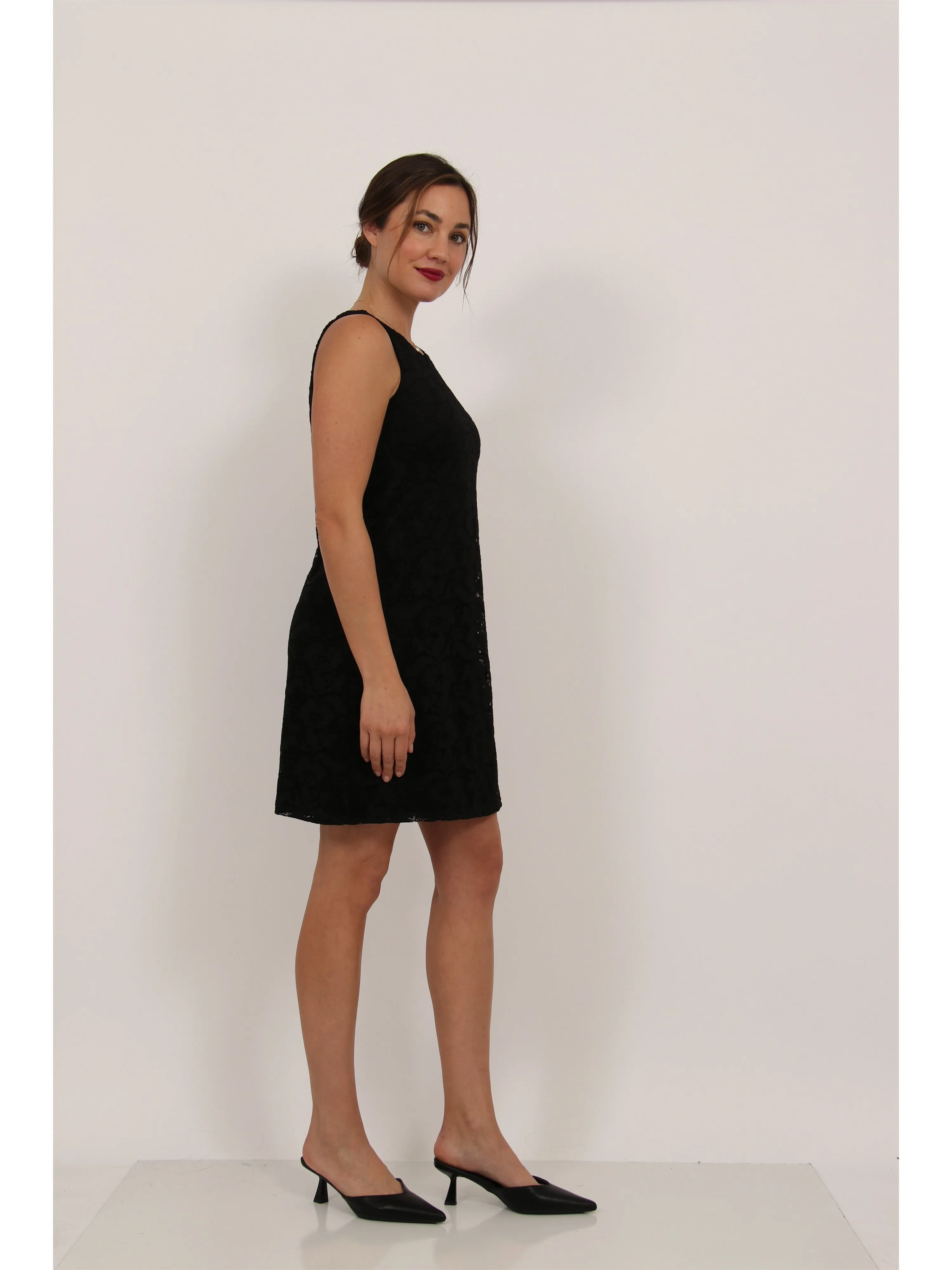 Elevate Womens Lace Sleeveless Boat Neck Mini Shift Dress sold by 24/7 Comfort Apparel product image thumbnail 2