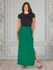 Versatile Side Slit Elastic Waist Maxi Skirt sold by 24/7 Comfort Apparel
