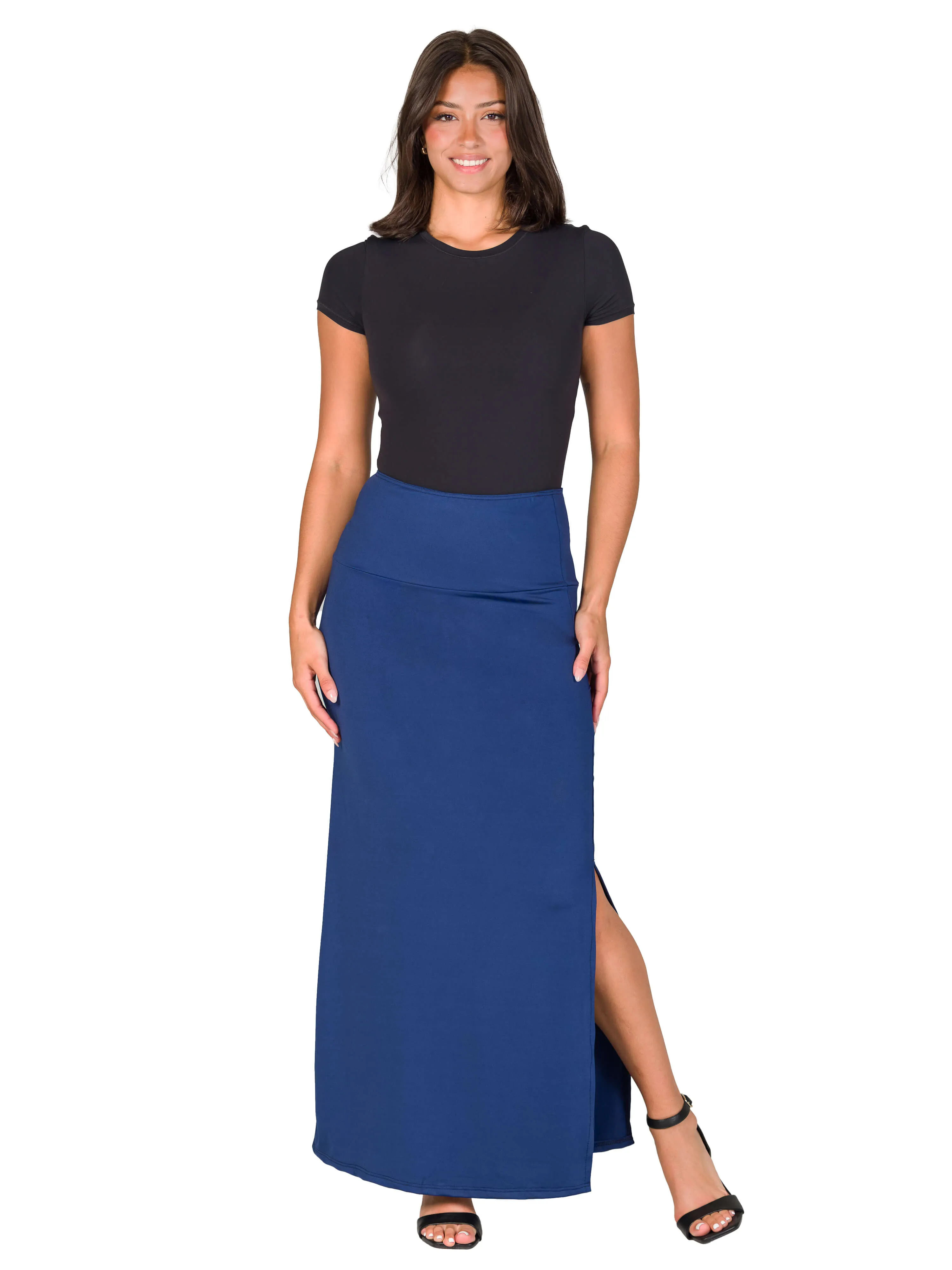Versatile Side Slit Elastic Waist Maxi Skirt sold by 24/7 Comfort Apparel product image thumbnail 4