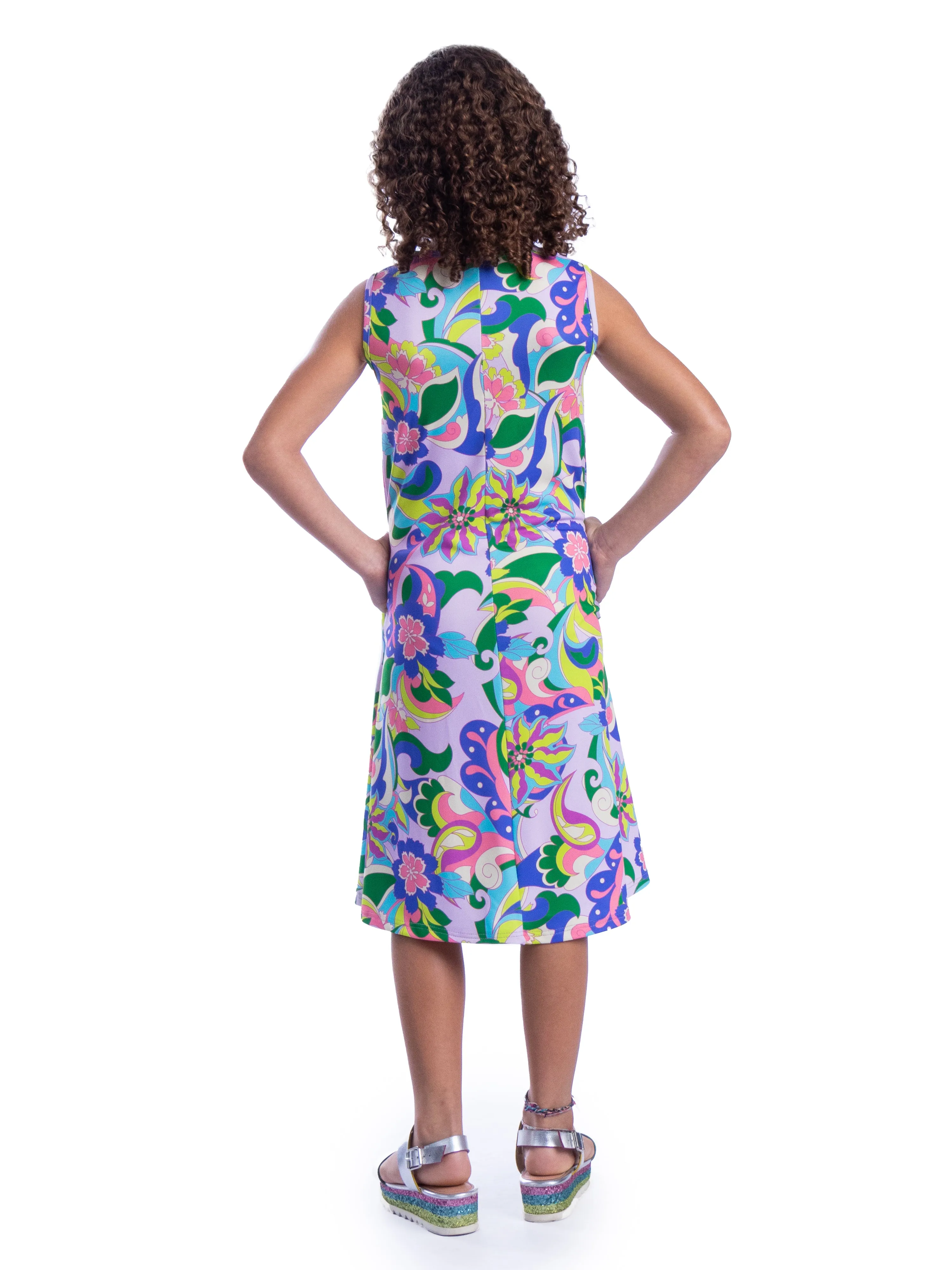 Colorful Girls Floral Sleeveless With Pockets Short Dress sold by 24/7 Comfort Apparel product image thumbnail 4
