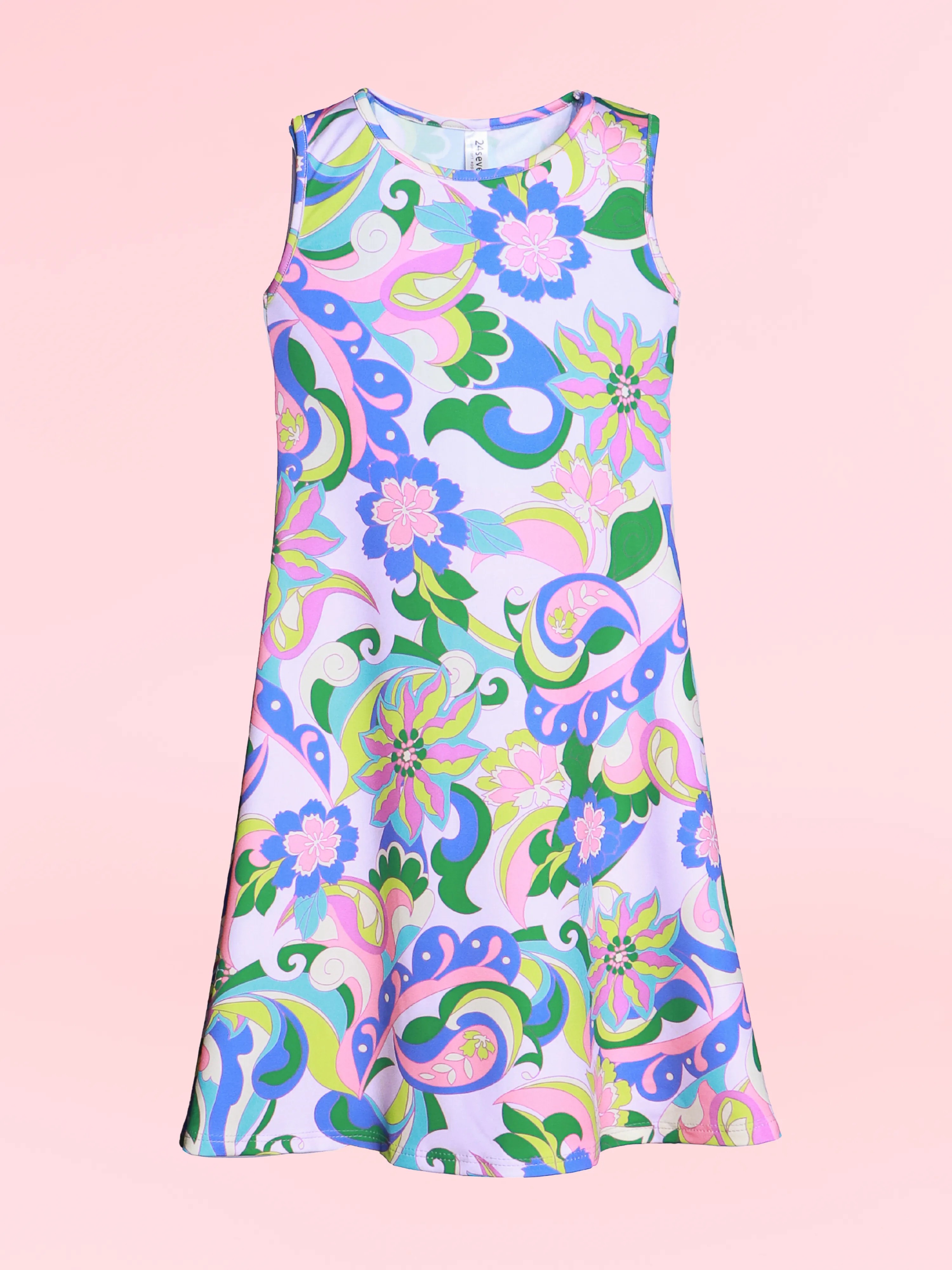 Colorful Girls Floral Sleeveless With Pockets Short Dress sold by 24/7 Comfort Apparel product image thumbnail 2