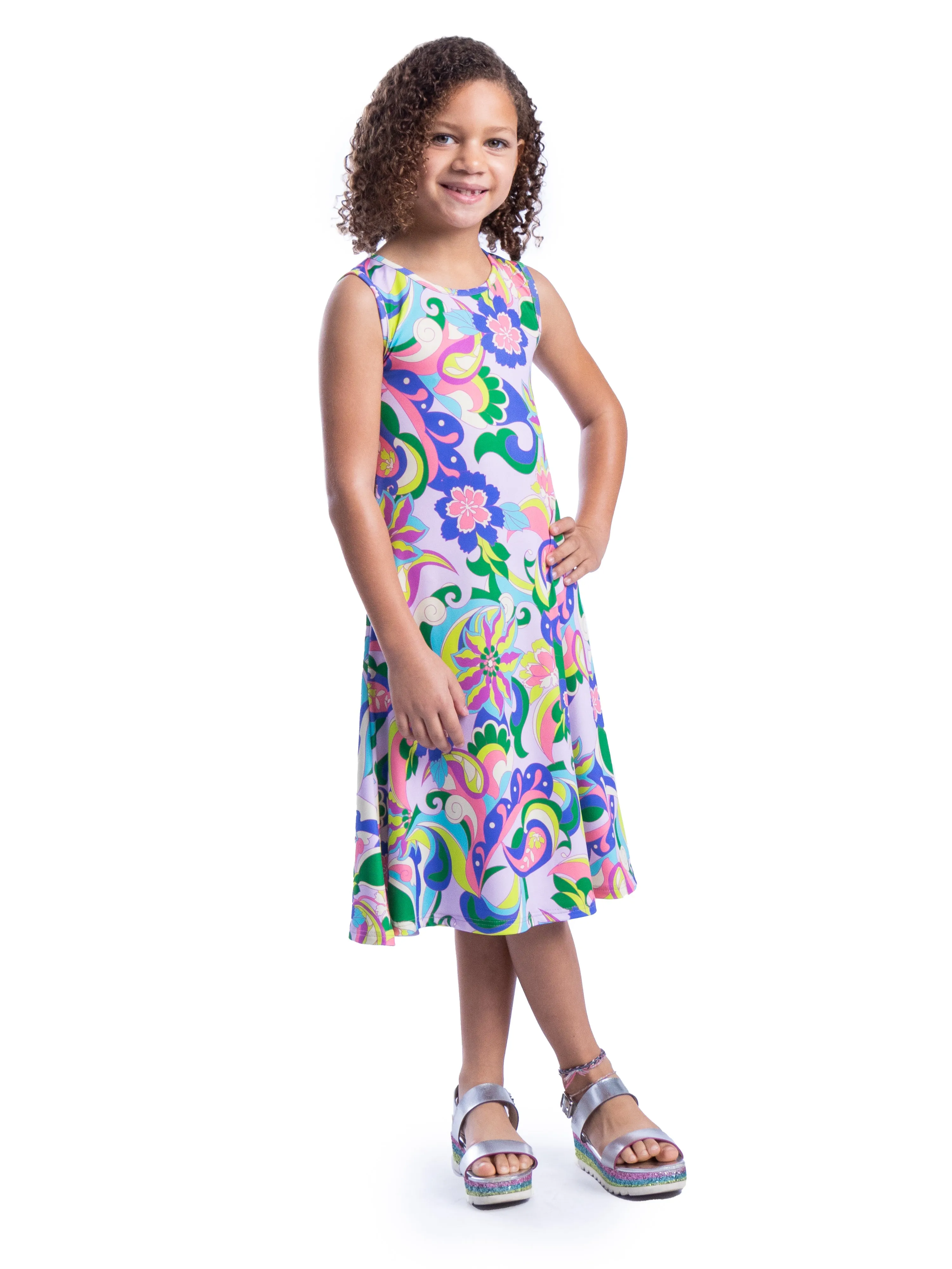 Colorful Girls Floral Sleeveless With Pockets Short Dress sold by 24/7 Comfort Apparel product image thumbnail 5