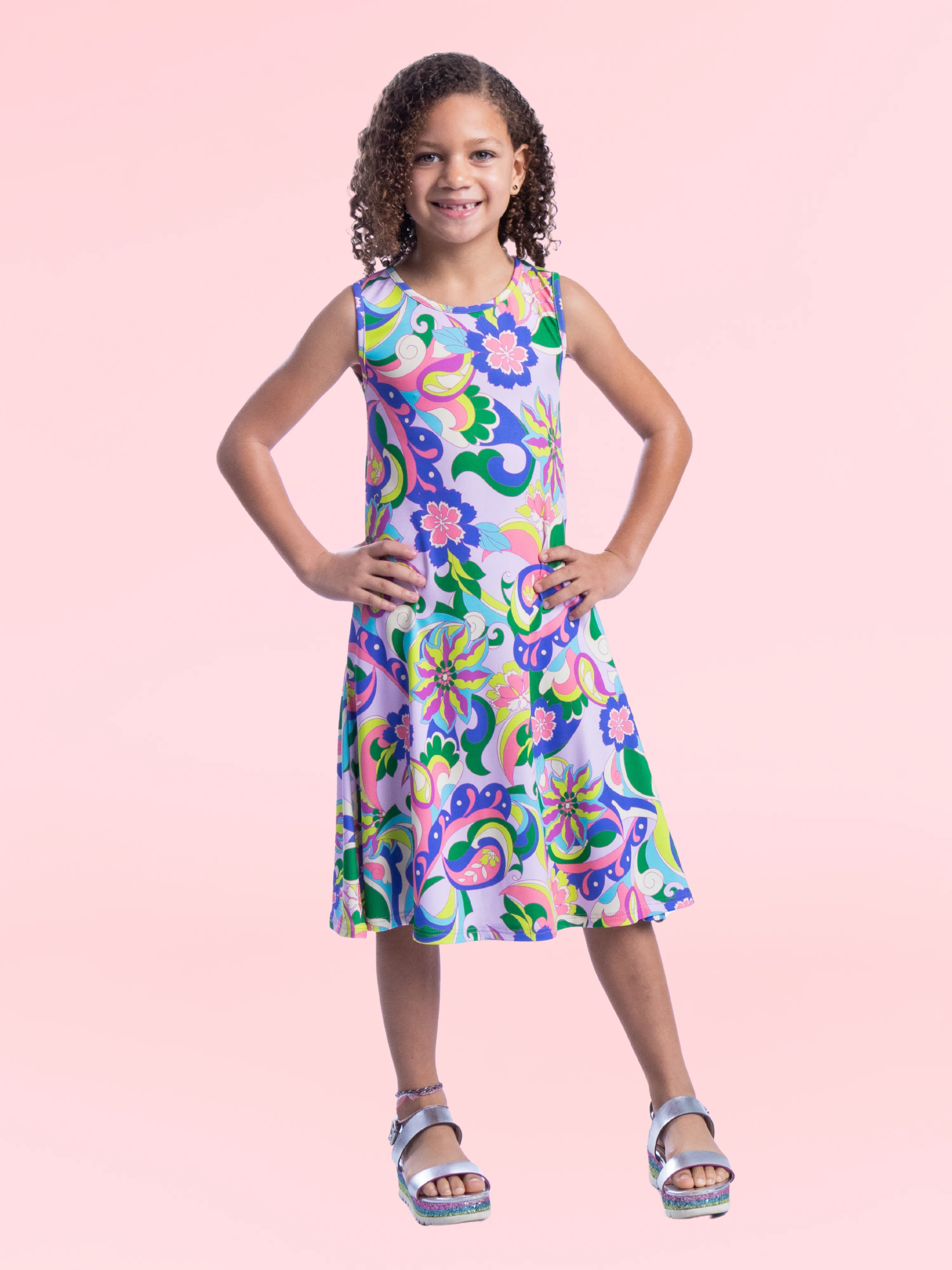 Colorful Girls Floral Sleeveless With Pockets Short Dress sold by 24/7 Comfort Apparel