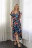 Womens Black Floral V Neck Belted High Low Faux Wrap Dress sold by 24/7 Comfort Apparel