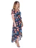 Womens Black Floral V Neck Belted High Low Faux Wrap Dress sold by 24/7 Comfort Apparel