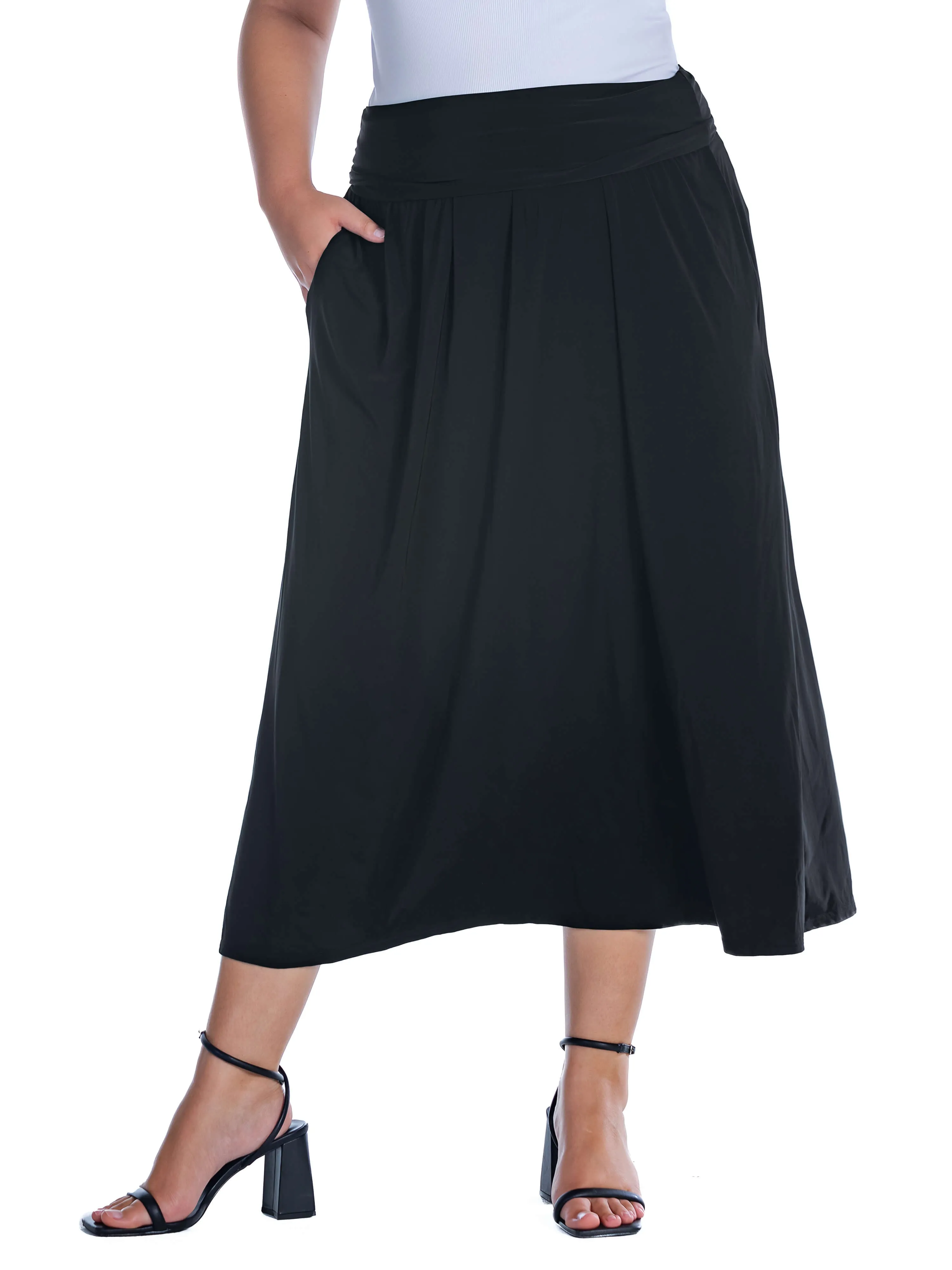 Foldover Plus Size Maxi Skirt With Pockets sold by 24/7 Comfort Apparel