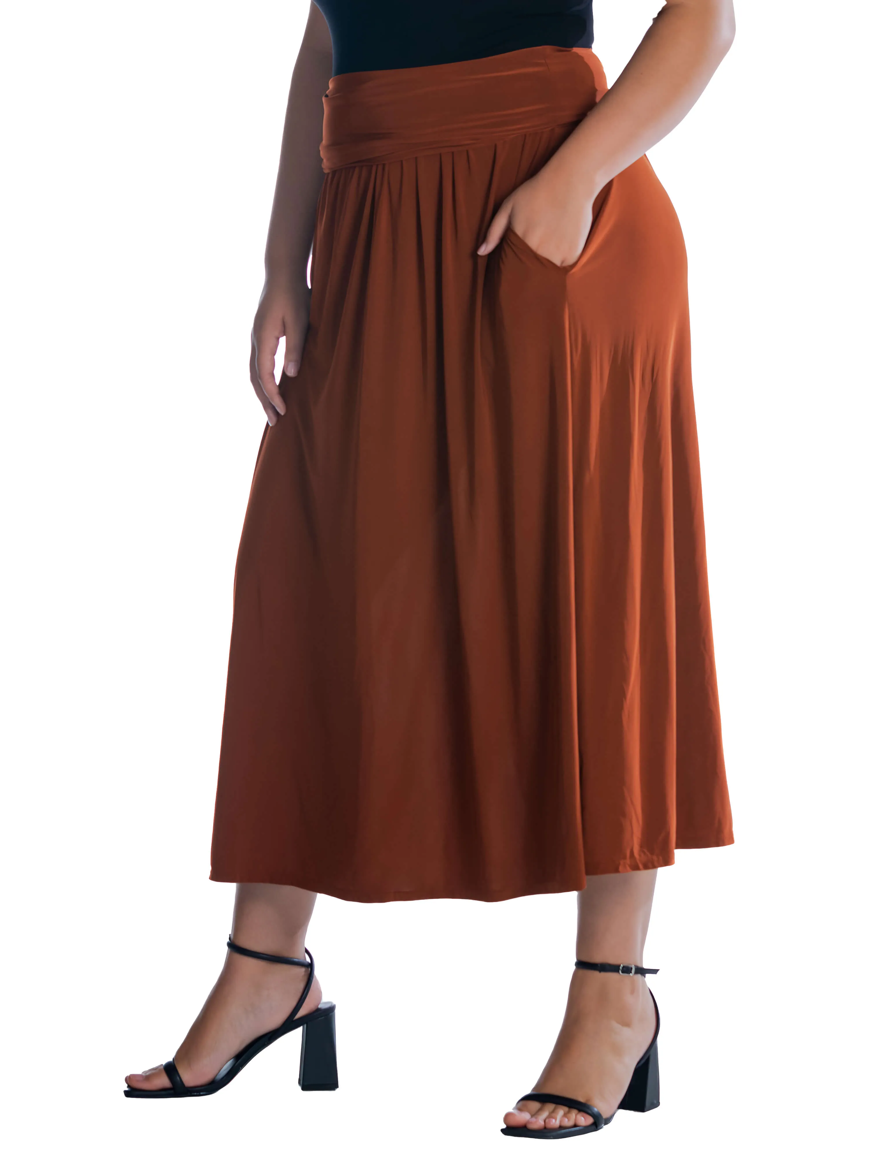 Foldover Plus Size Maxi Skirt With Pockets sold by 24/7 Comfort Apparel product image thumbnail 3