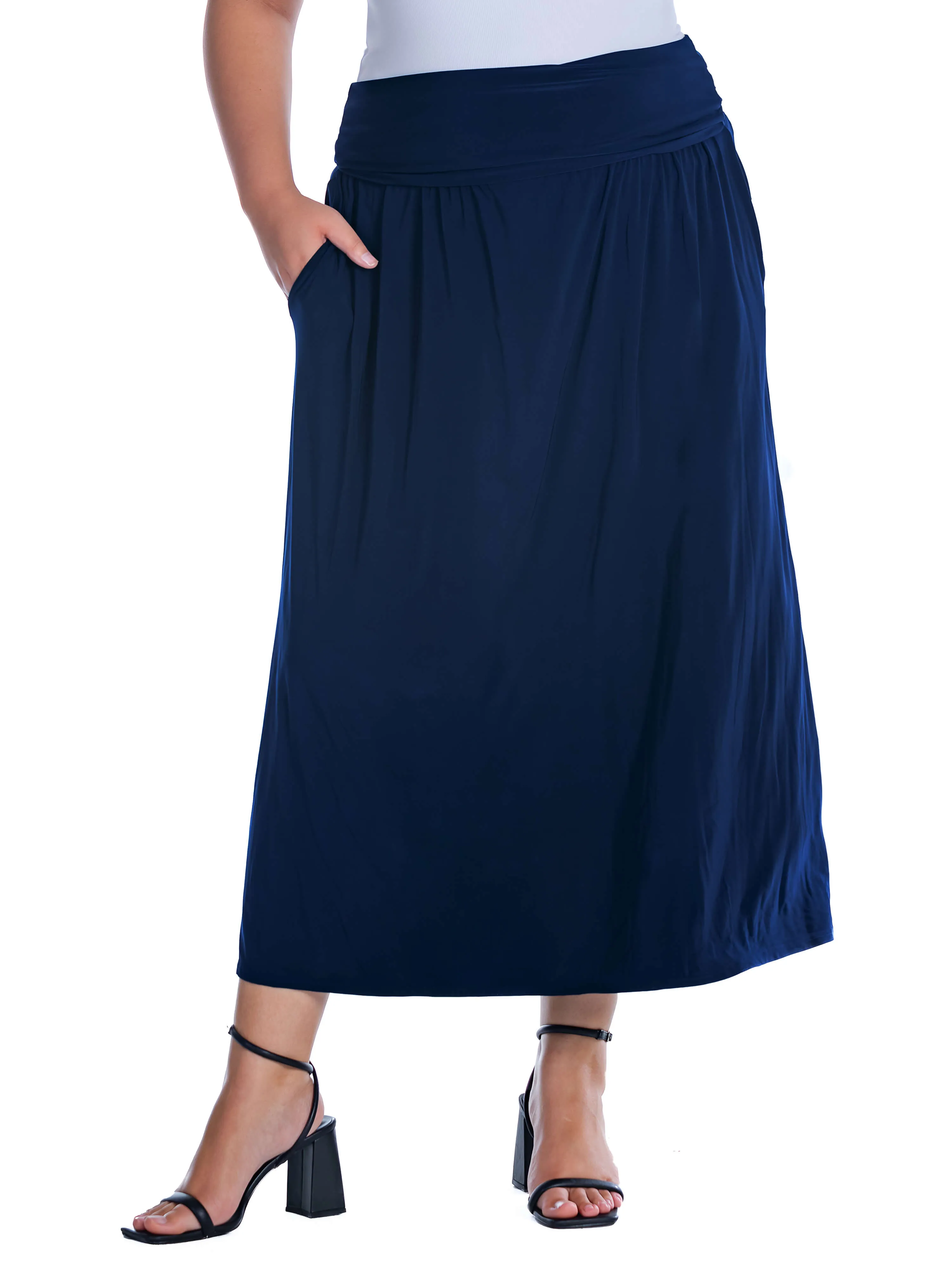 Foldover Plus Size Maxi Skirt With Pockets sold by 24/7 Comfort Apparel product image thumbnail 4