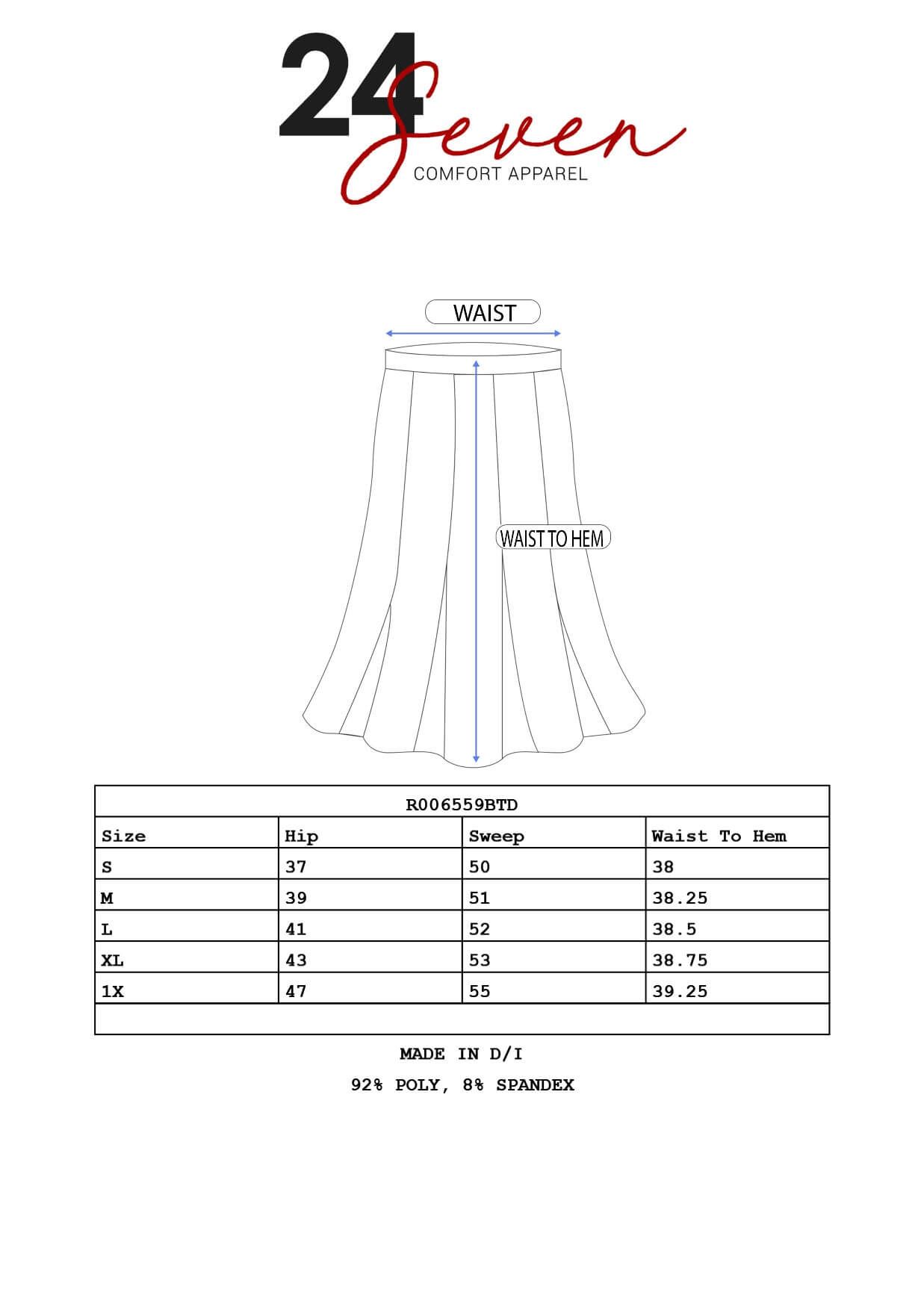 Blue Tie Dye Fold Over Elastic Waist Casual Maxi Skirt sold by 24/7 Comfort Apparel product image thumbnail 4