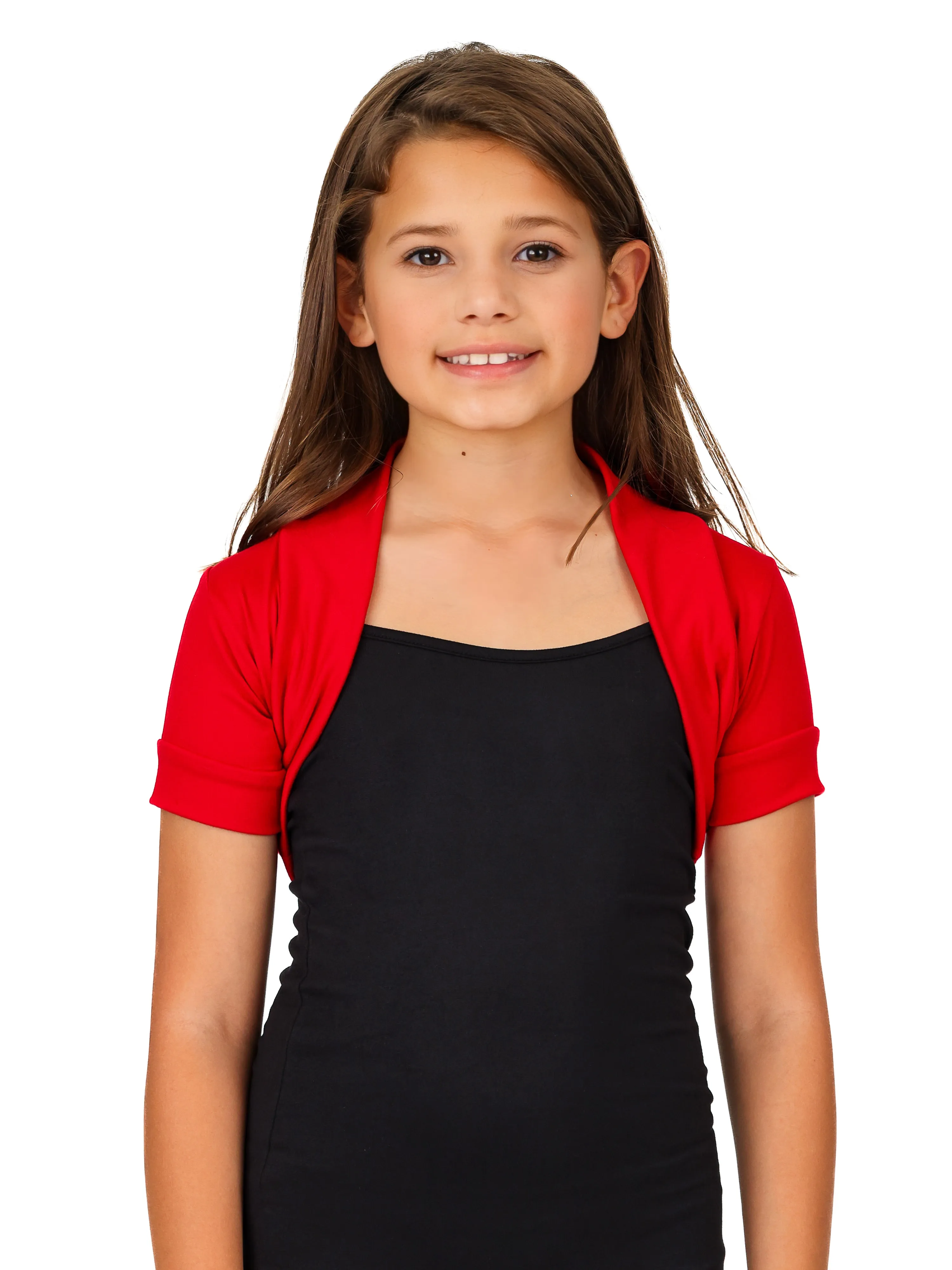 24seven Comfort Apparel Girls Open Front short Sleeve Cropped Bolero Shrug sold by 24/7 Comfort Apparel product image thumbnail 5