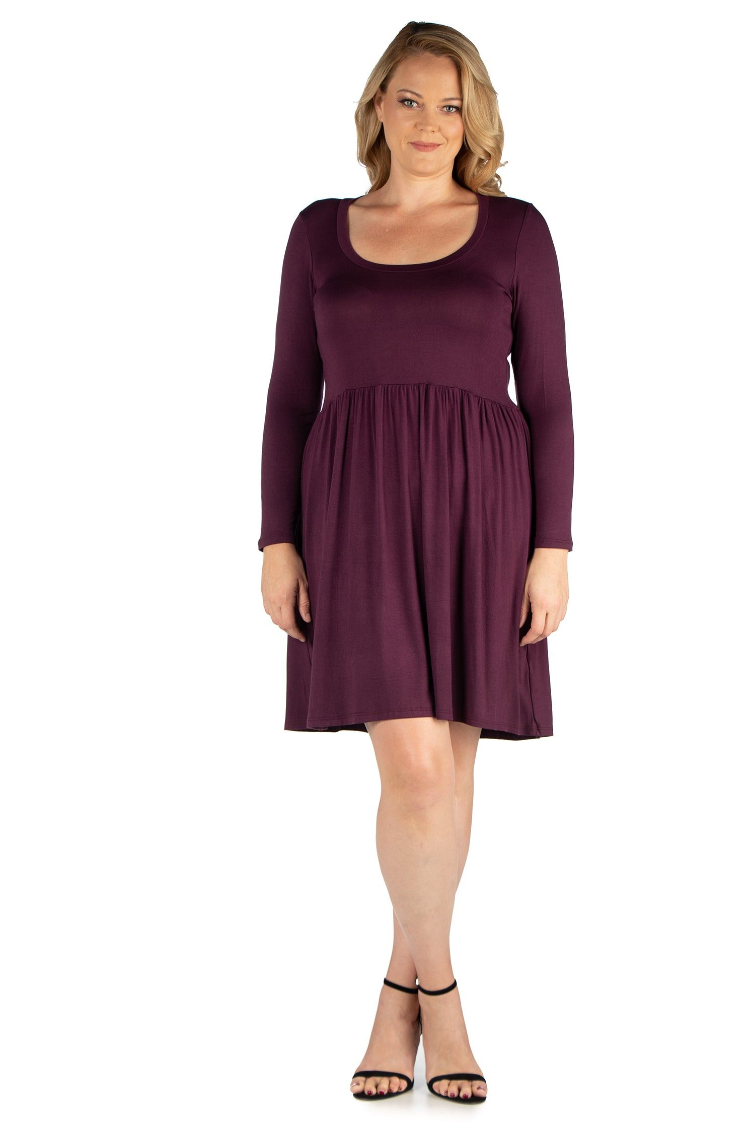 Casual Long Sleeve Pleated Plus Size Dress sold by 24/7 Comfort Apparel product image thumbnail 3