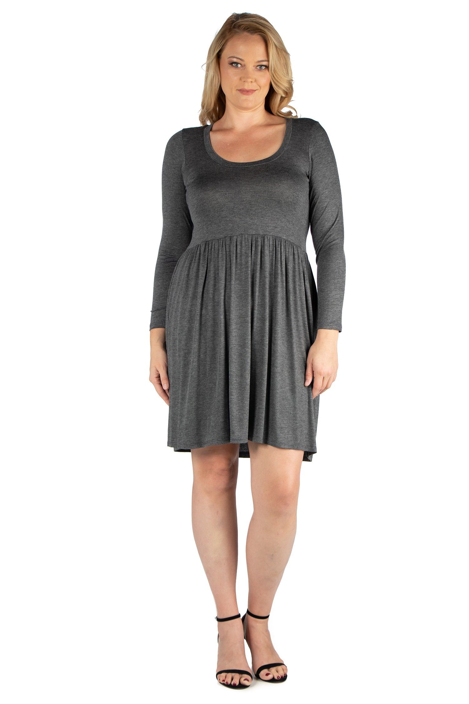 Casual Long Sleeve Pleated Plus Size Dress sold by 24/7 Comfort Apparel product image thumbnail 4