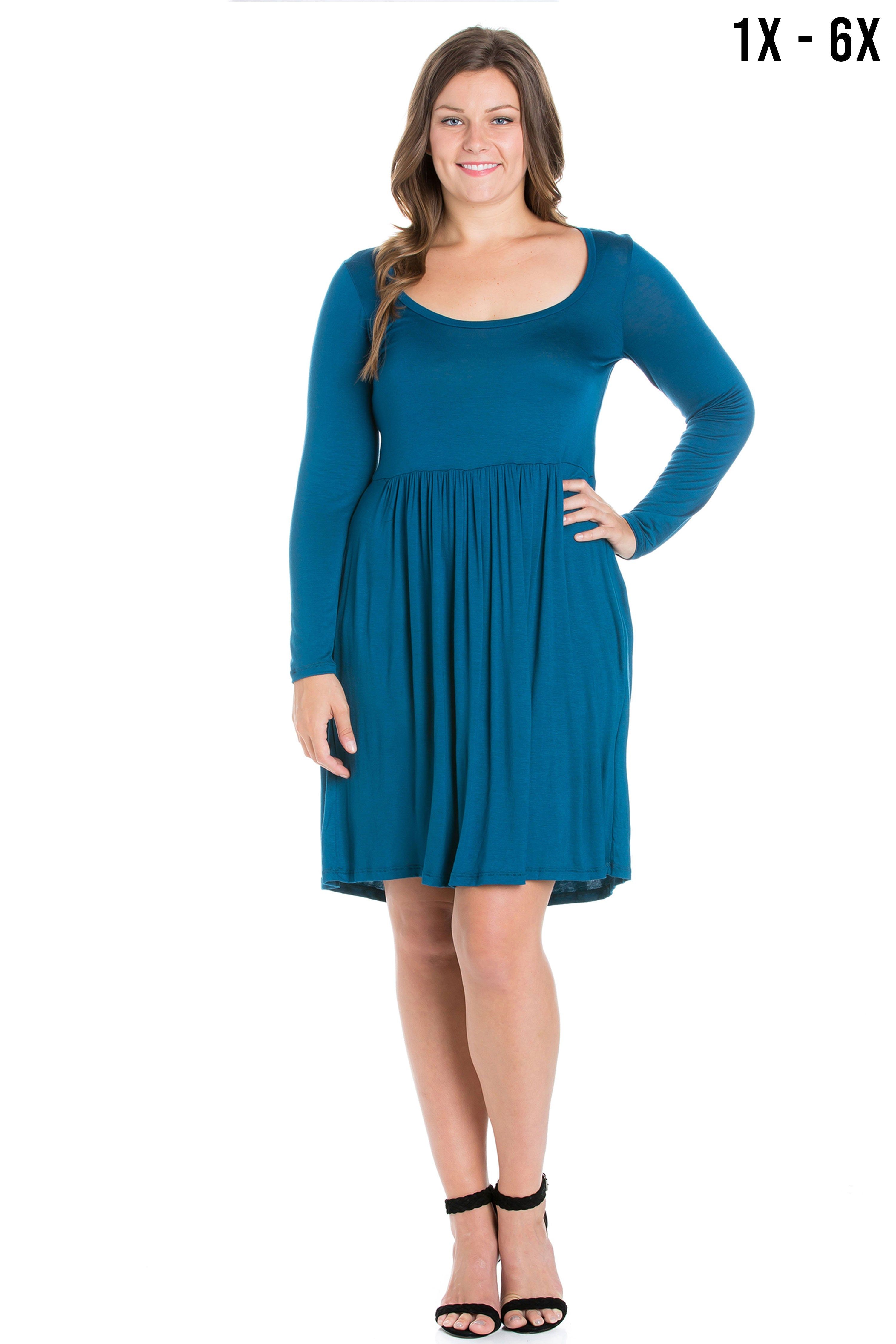 Casual Long Sleeve Pleated Plus Size Dress sold by 24/7 Comfort Apparel