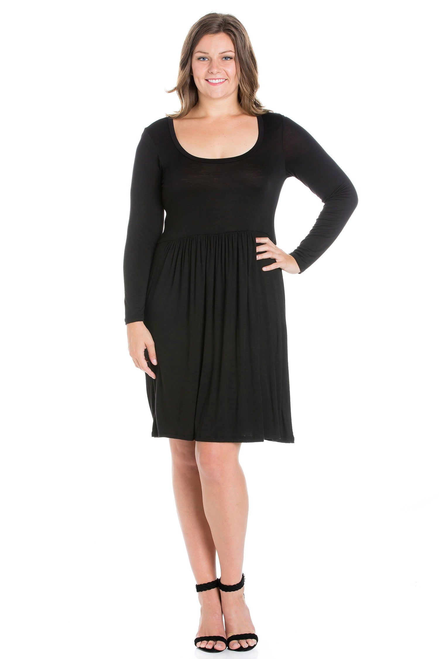 Casual Long Sleeve Pleated Plus Size Dress sold by 24/7 Comfort Apparel product image thumbnail 2