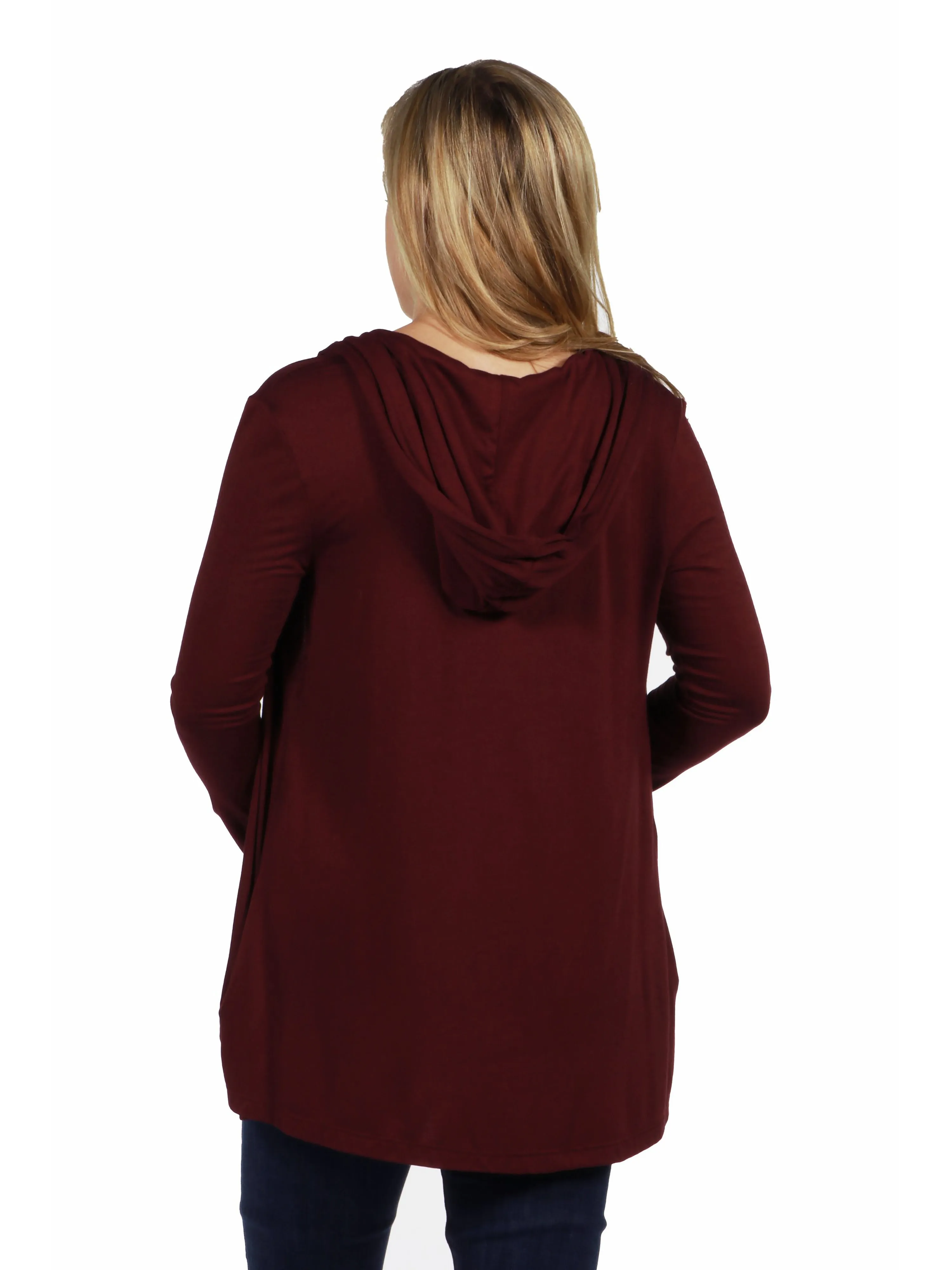 Open Front Lightweight Hooded Maternity Cardigan sold by 24/7 Comfort Apparel product image thumbnail 5