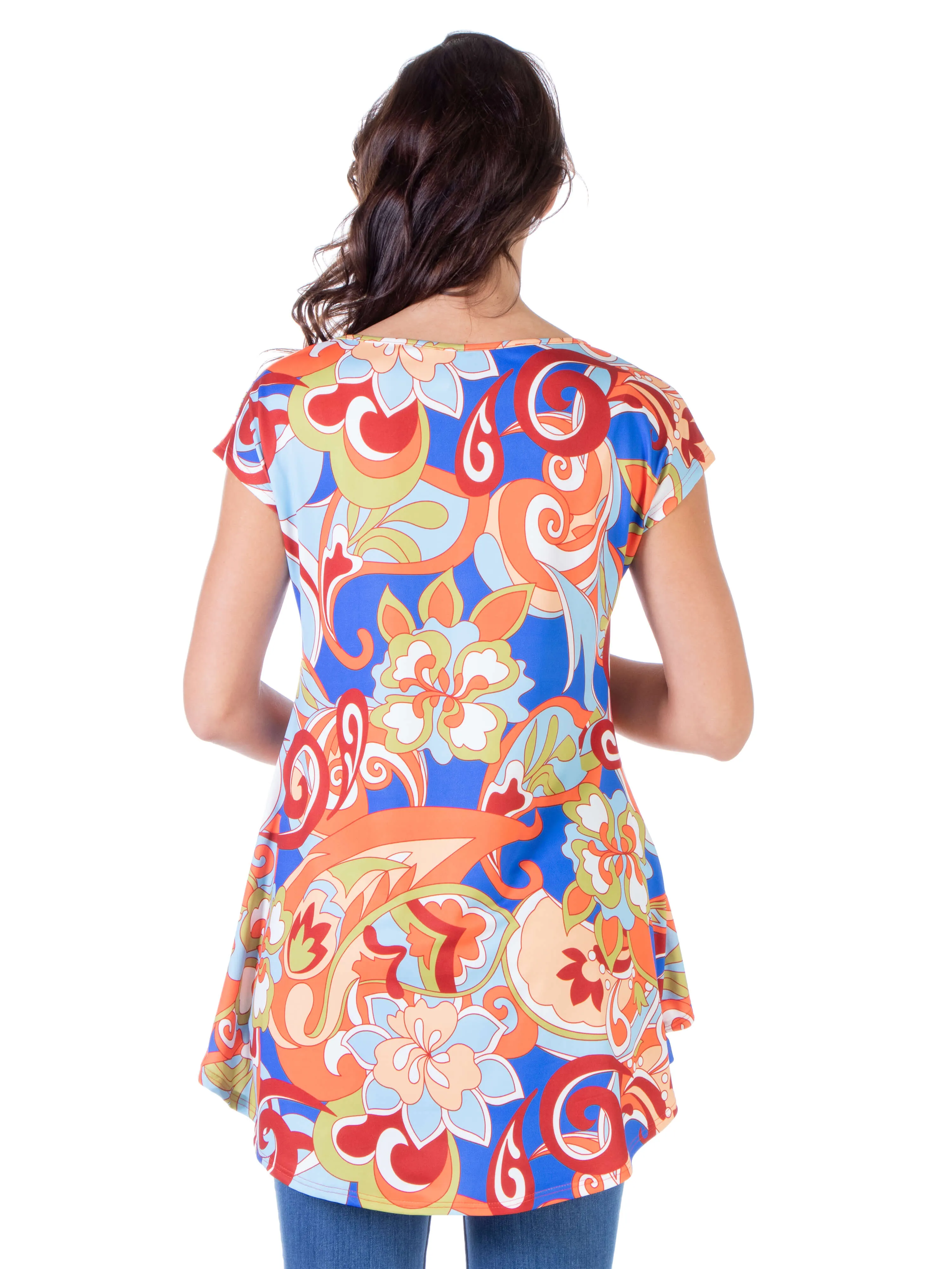 Multicolor Floral Maternity High Low Tunic Top sold by 24/7 Comfort Apparel product image thumbnail 3