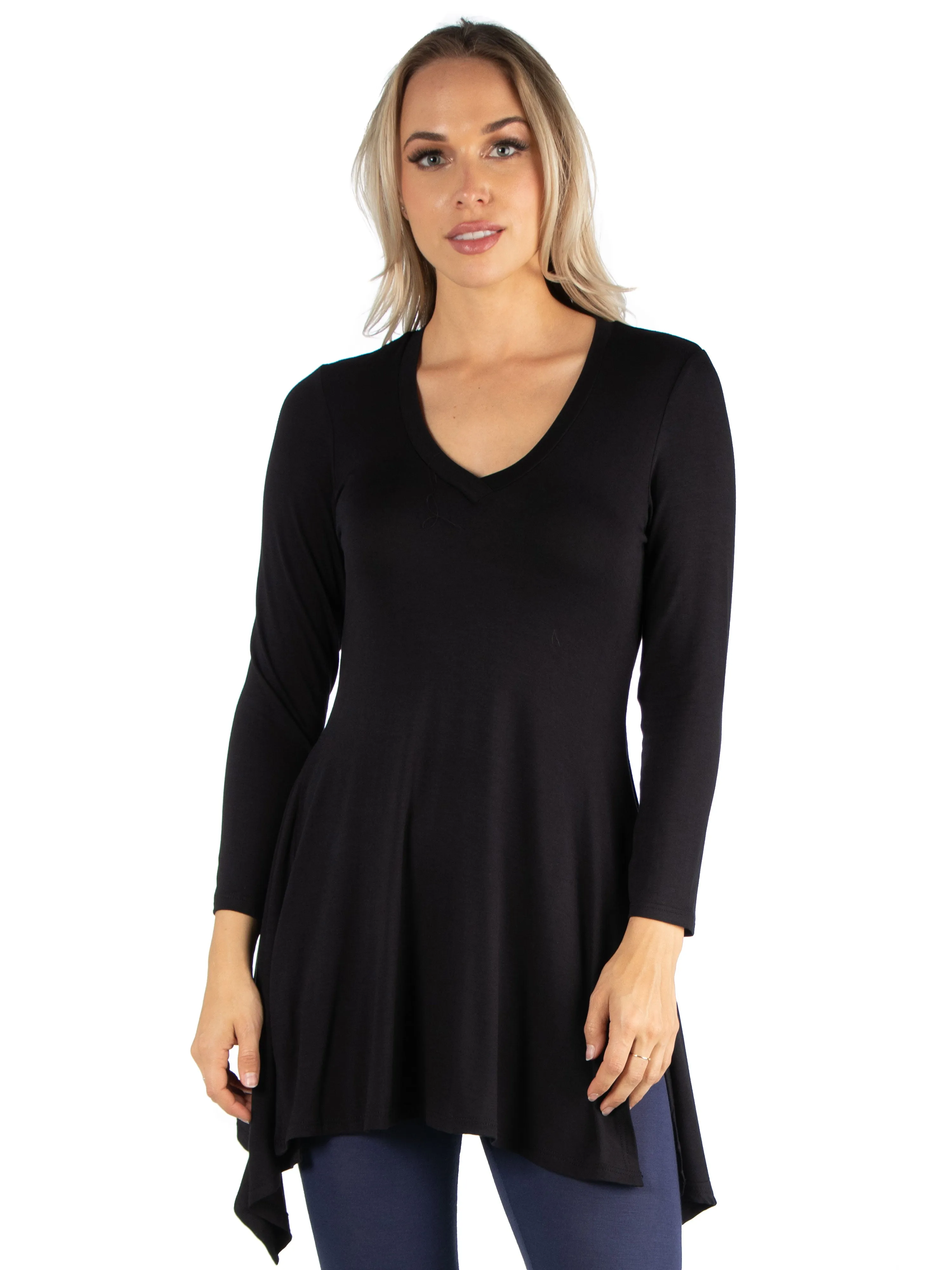 Long Sleeve Split Hemline Tunic Top sold by 24/7 Comfort Apparel product image thumbnail 3