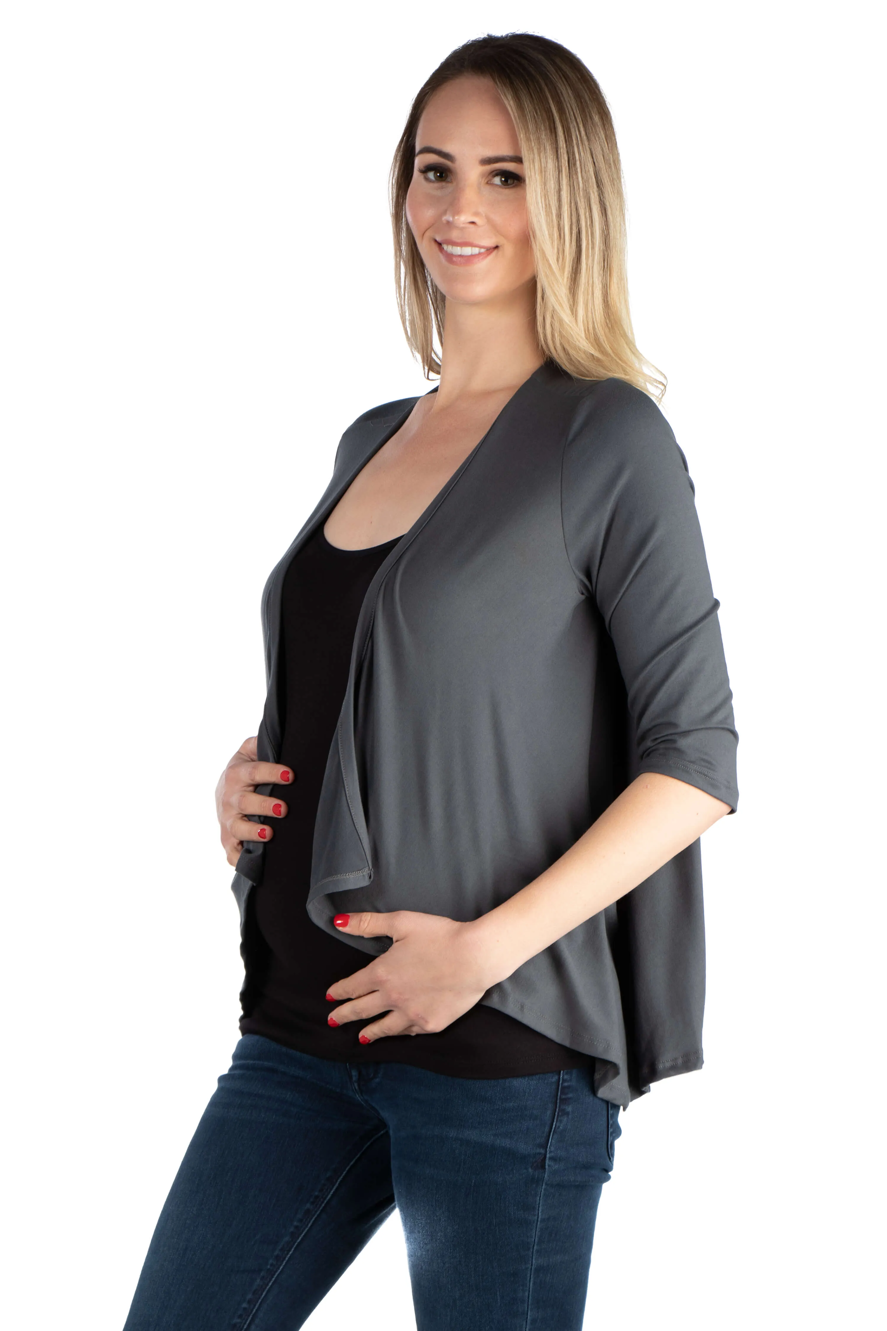 Elbow Length Sleeve Maternity Open Cardigan sold by 24/7 Comfort Apparel product image thumbnail 3