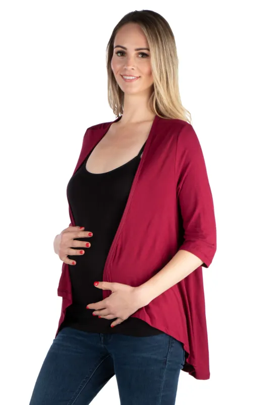 Elbow Length Sleeve Maternity Open Cardigan sold by 24/7 Comfort Apparel