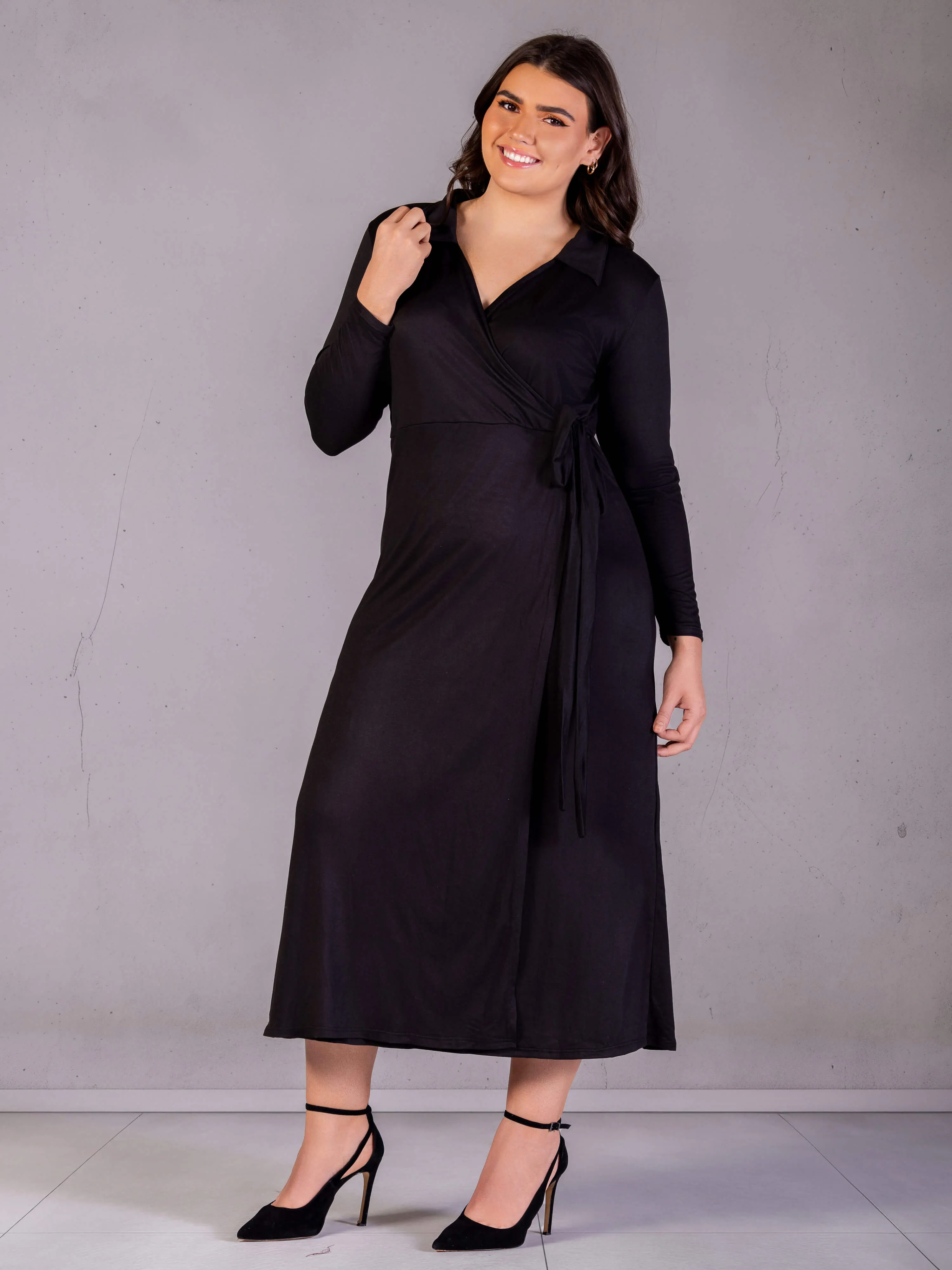 Plus Size Comfortable Collared Wrap Maxi Dress sold by 24/7 Comfort Apparel product image thumbnail 2