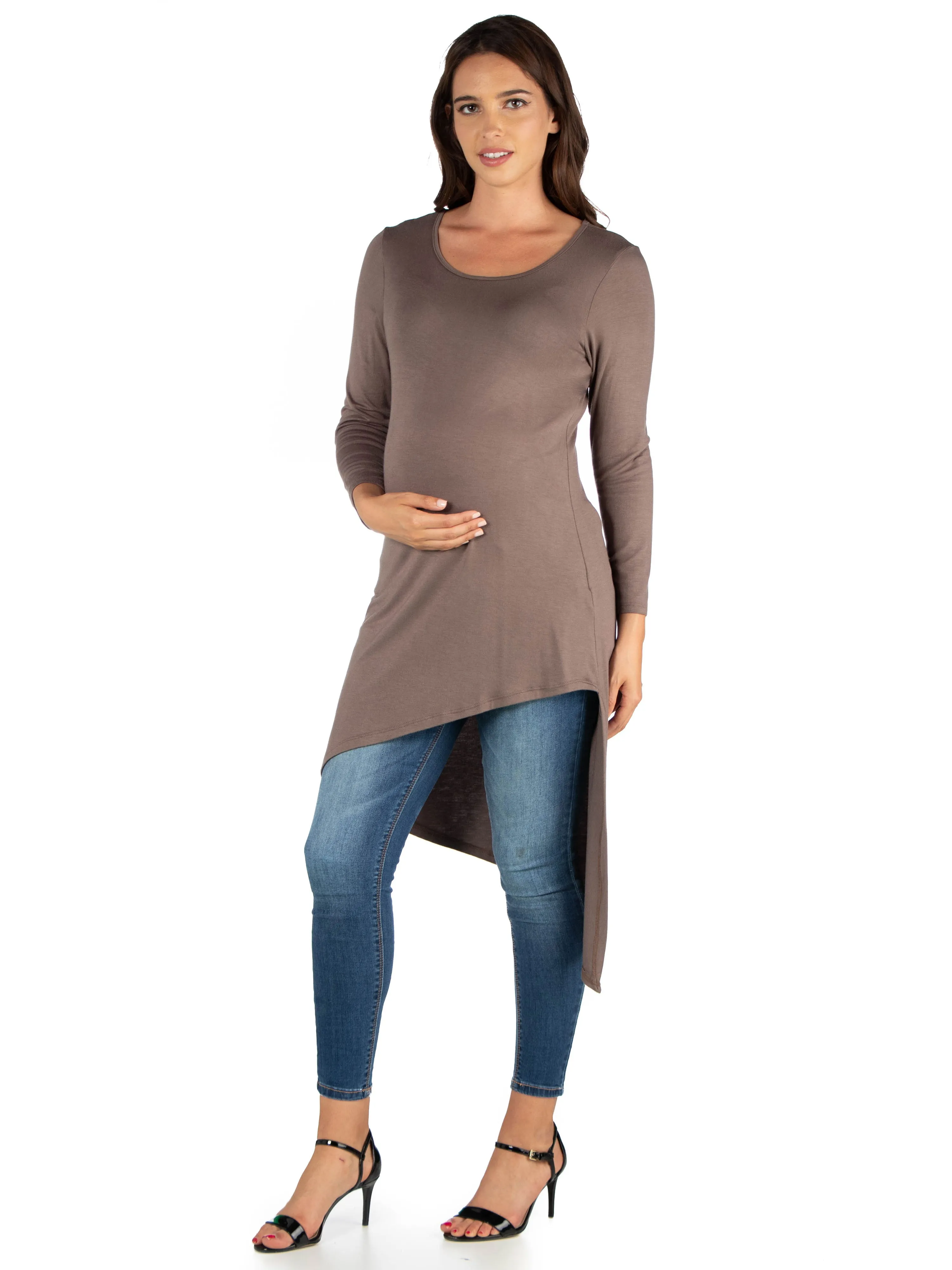 Long Sleeve Asymmetrical Maternity Tunic Top sold by 24/7 Comfort Apparel product image thumbnail 4
