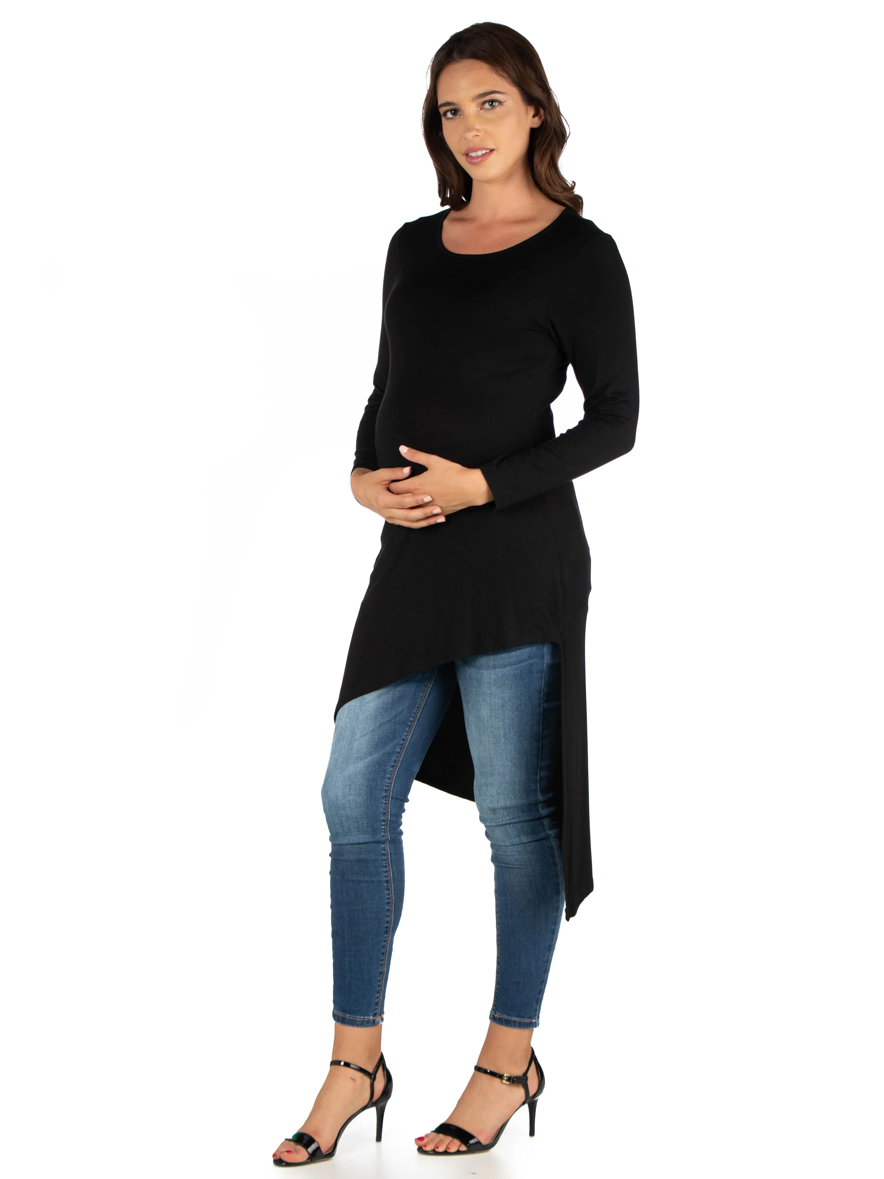 Long Sleeve Asymmetrical Maternity Tunic Top sold by 24/7 Comfort Apparel product image thumbnail 3