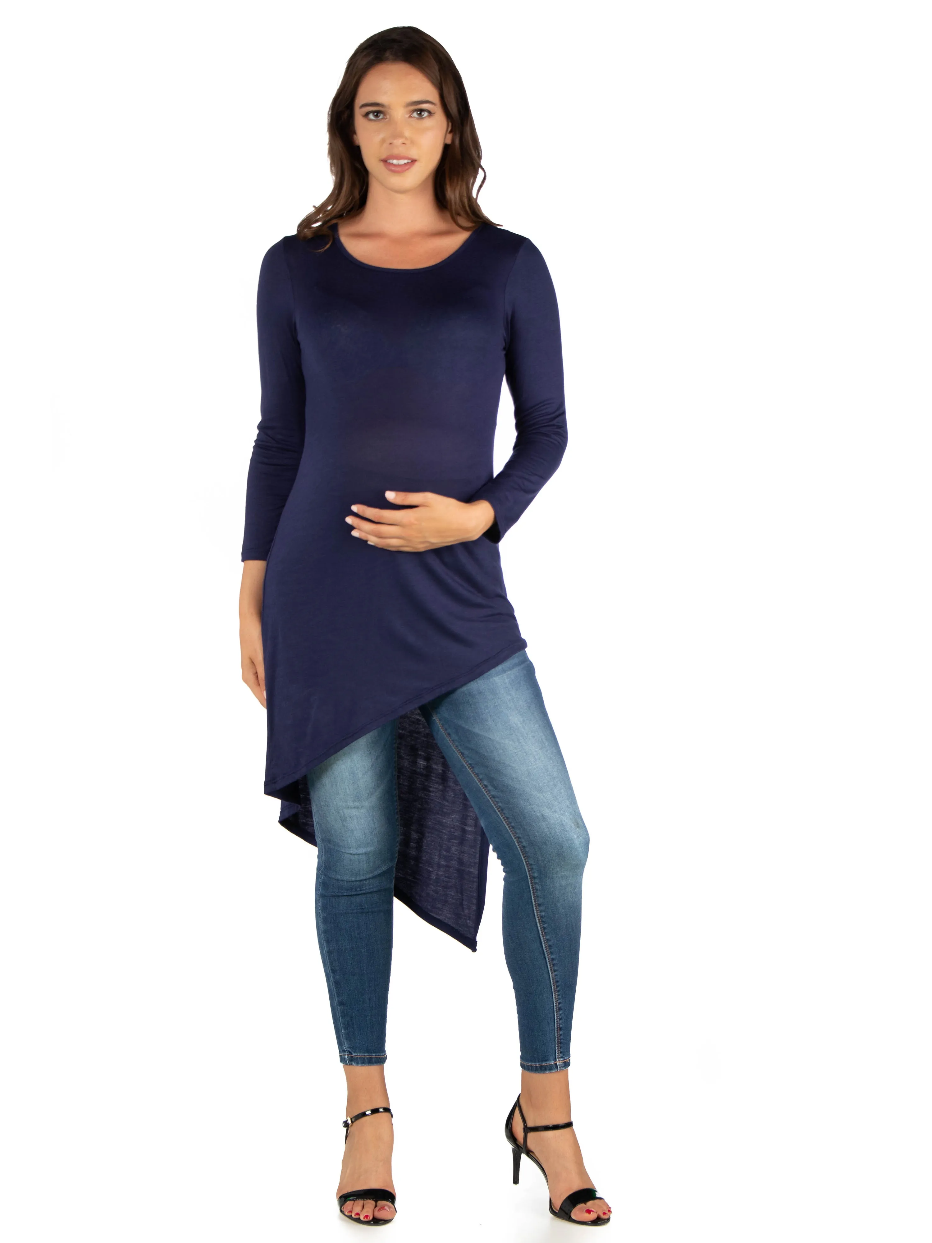 Long Sleeve Asymmetrical Maternity Tunic Top sold by 24/7 Comfort Apparel product image thumbnail 5