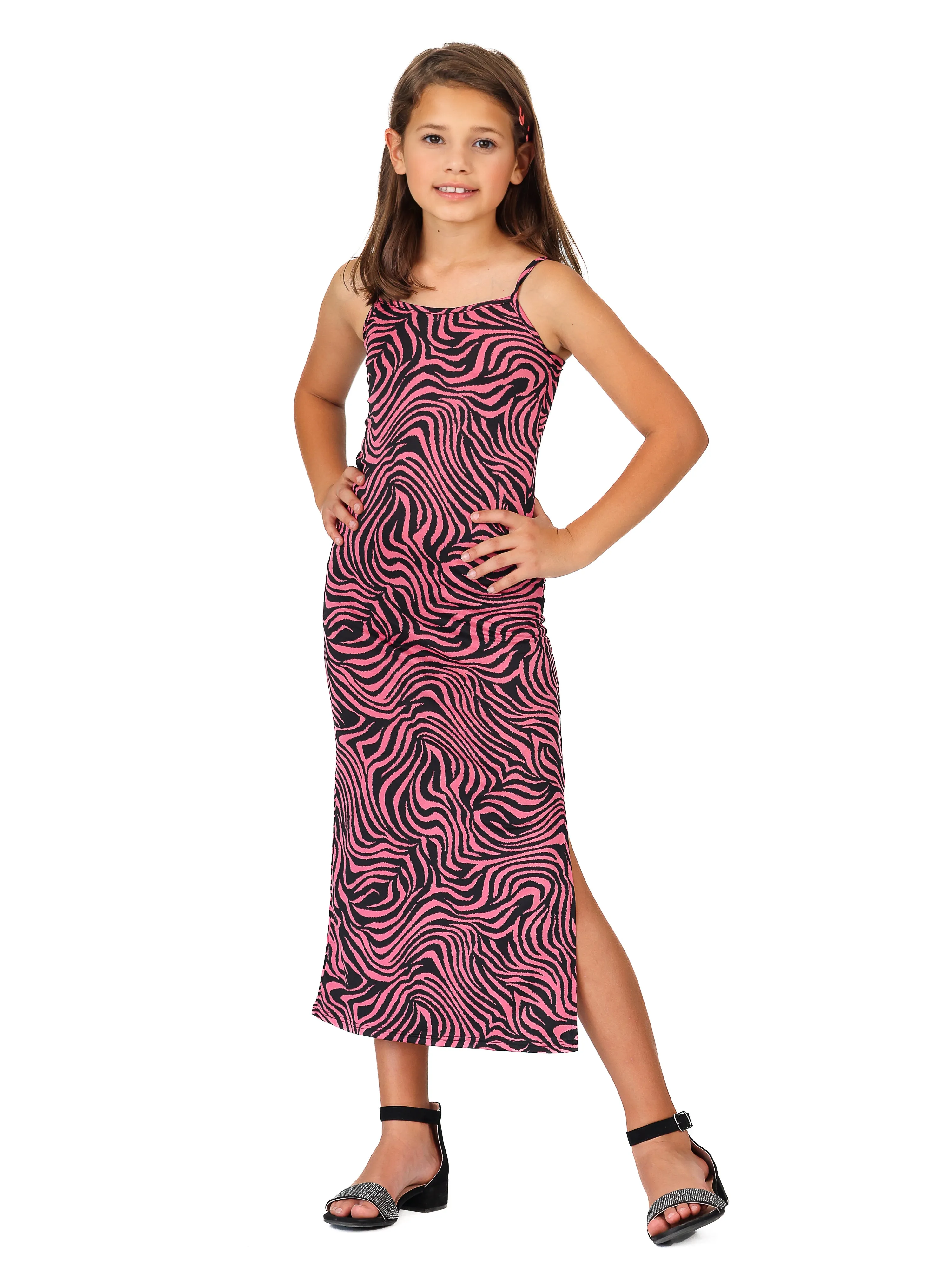 24seven Comfort Apparel Girls 2pcs Pink Maxi Dress and Long Sleeve Cardigan Set sold by 24/7 Comfort Apparel product image thumbnail 5