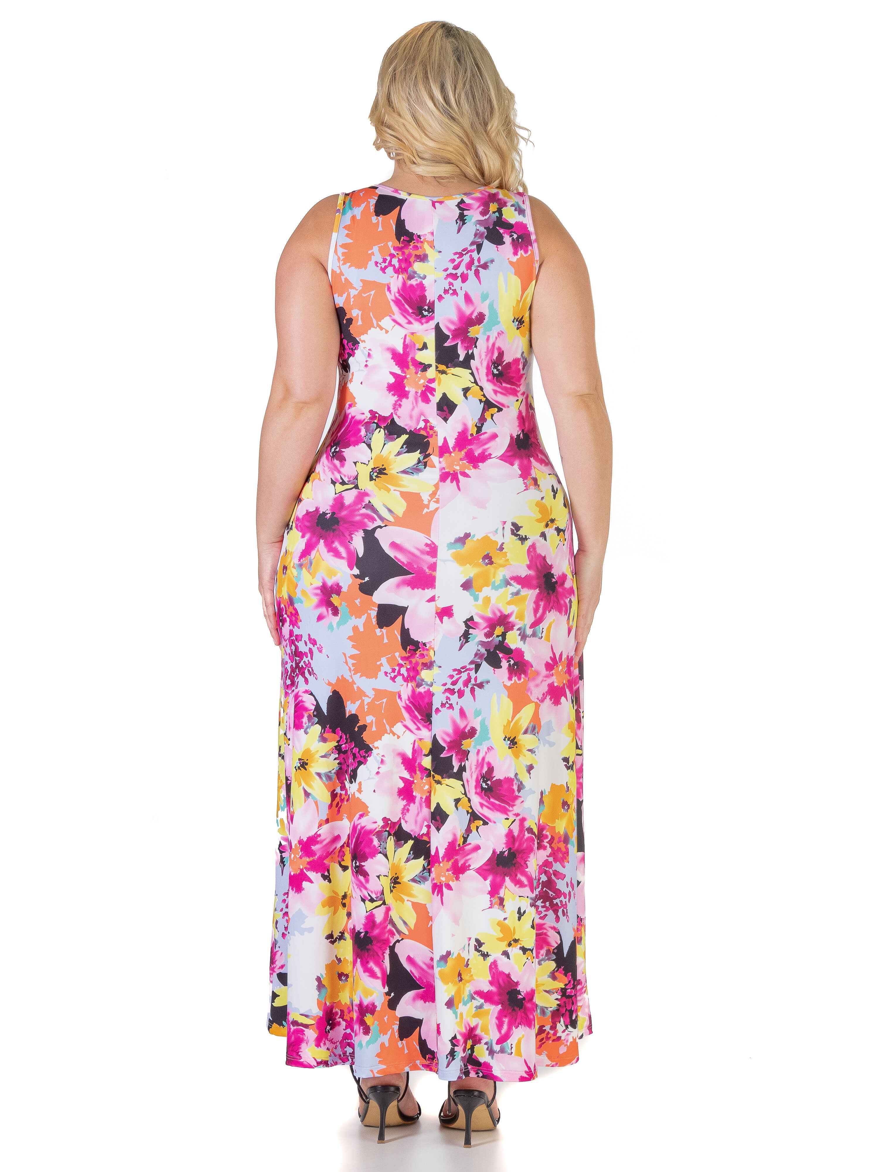 Pink Floral Plus Size Sleeveless Loose Casual Maxi Dress sold by 24/7 Comfort Apparel product image thumbnail 3