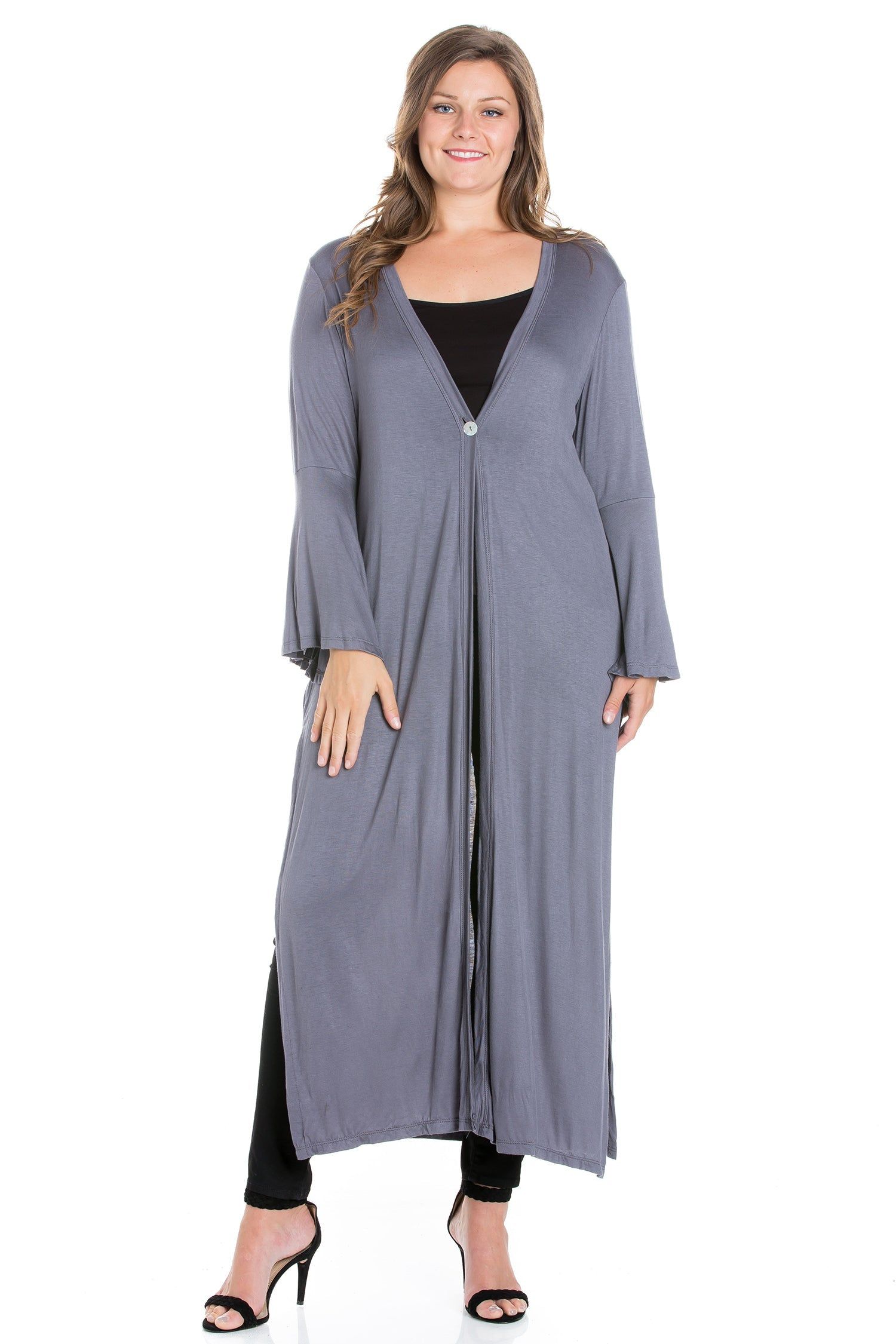 Bell Sleeve Maxi Length Plus Size Cardigan Duster sold by 24/7 Comfort Apparel product image thumbnail 2