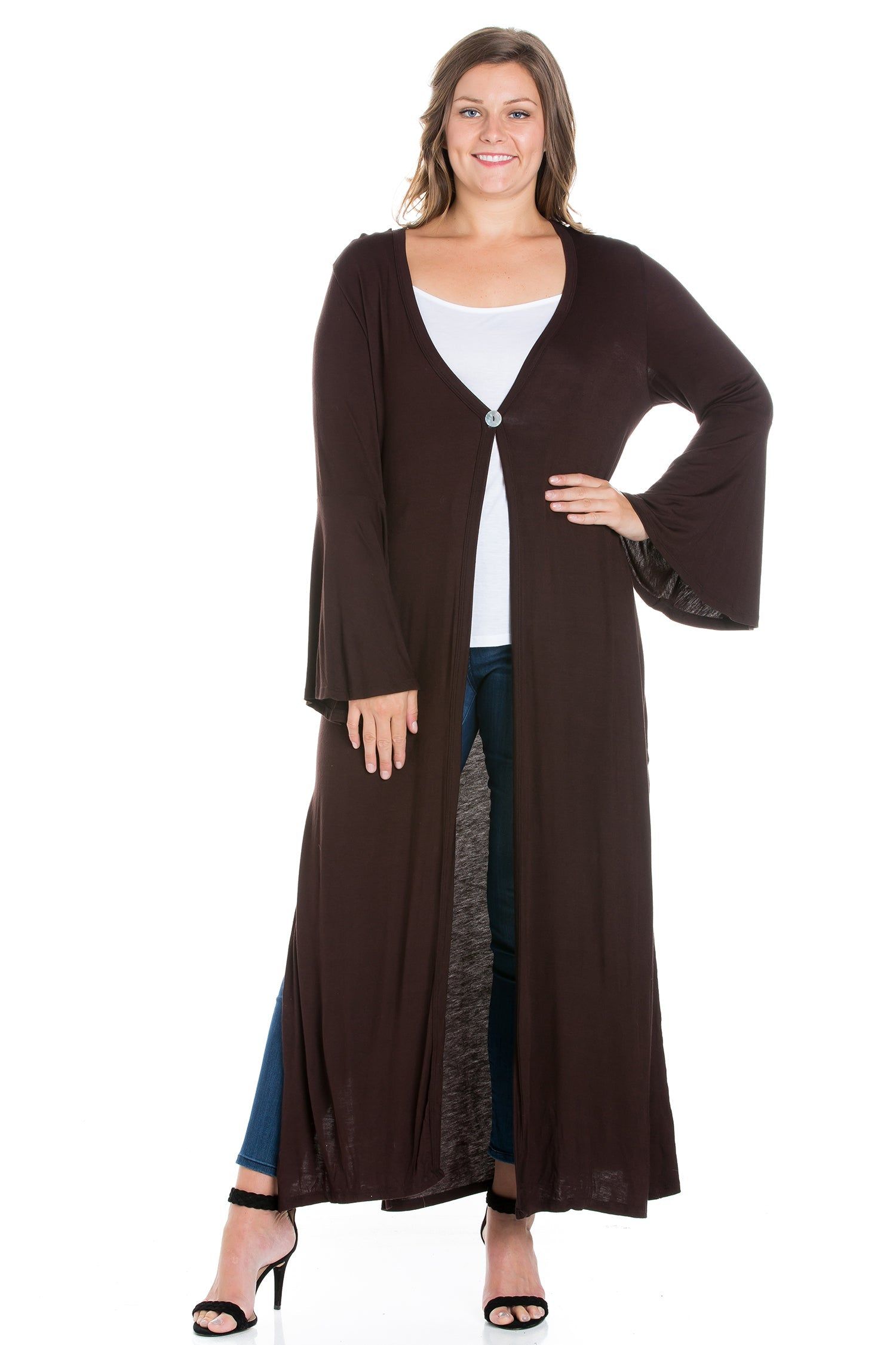 Bell Sleeve Maxi Length Plus Size Cardigan Duster sold by 24/7 Comfort Apparel product image thumbnail 3