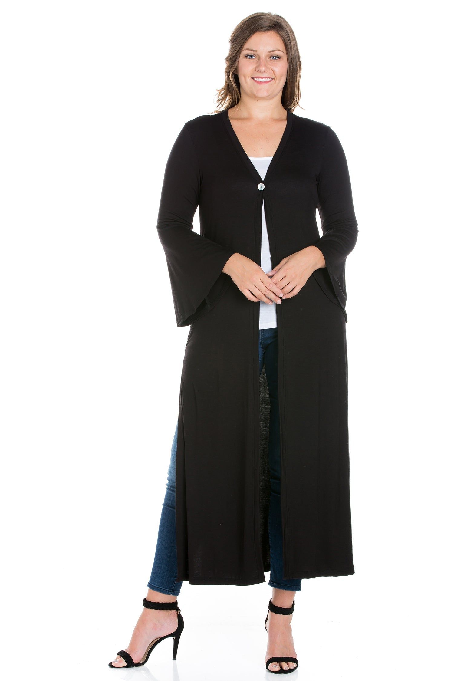 Bell Sleeve Maxi Length Plus Size Cardigan Duster sold by 24/7 Comfort Apparel