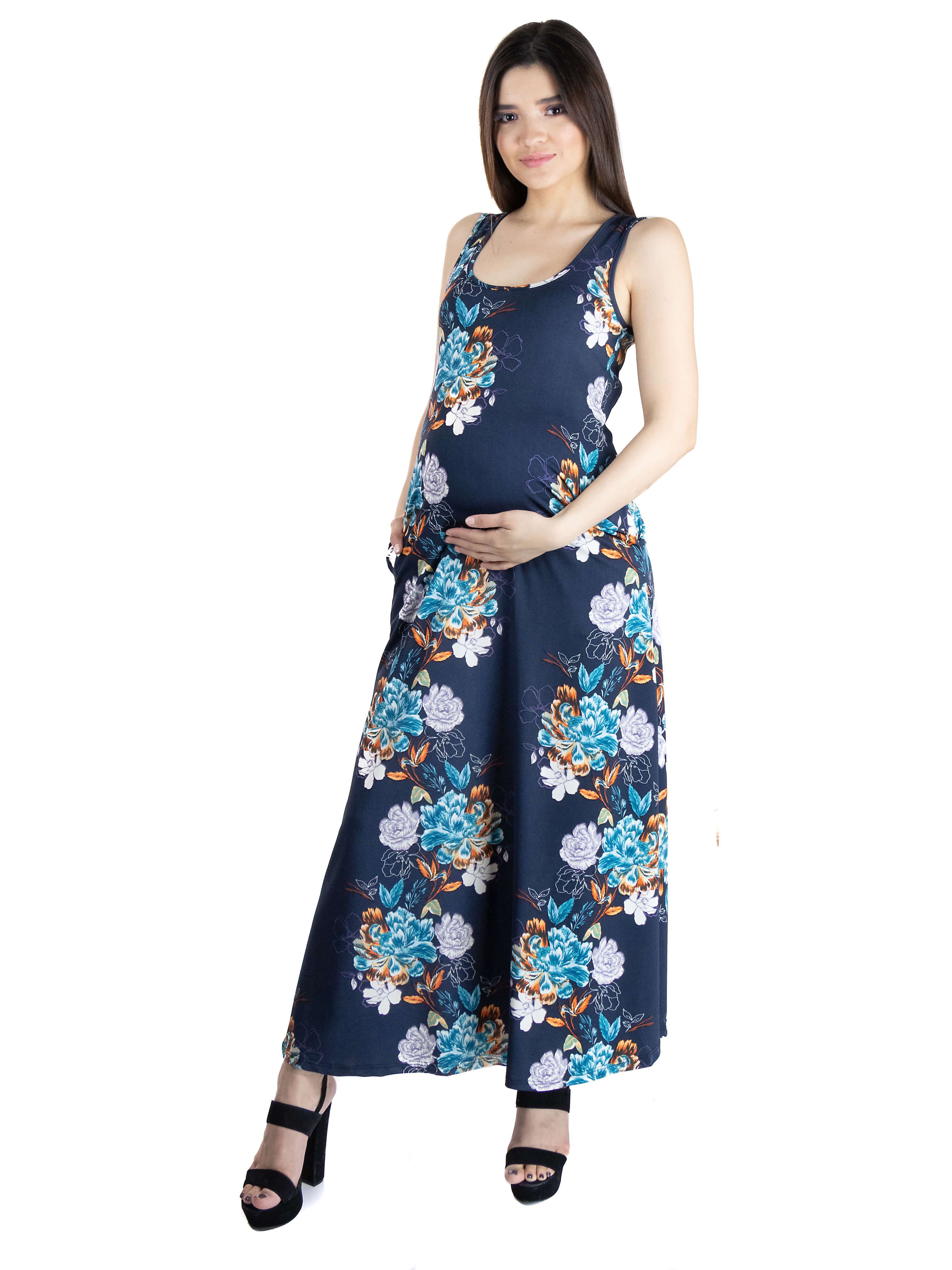 Floral Print Sleeveless Pocket Maternity Maxi Dress sold by 24/7 Comfort Apparel