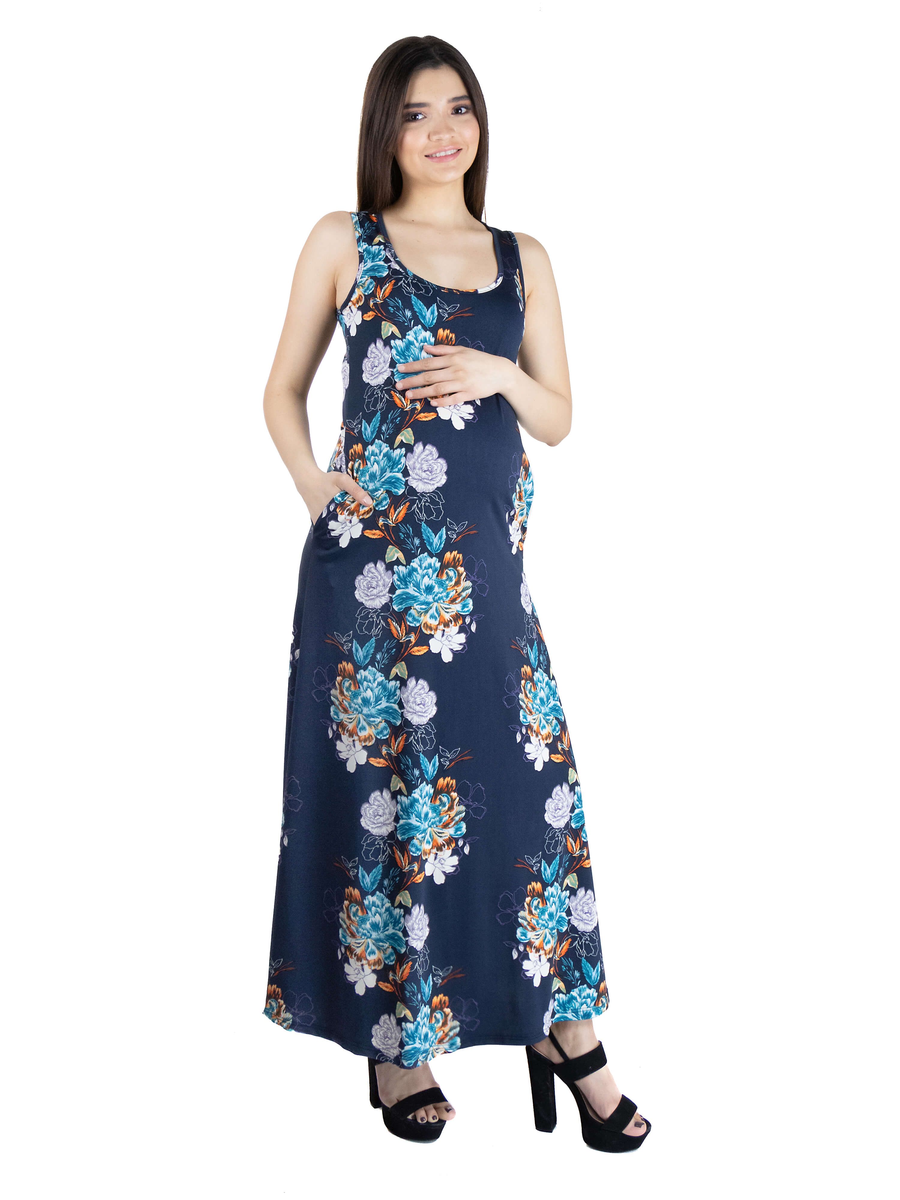 Floral Print Sleeveless Pocket Maternity Maxi Dress sold by 24/7 Comfort Apparel product image thumbnail 2