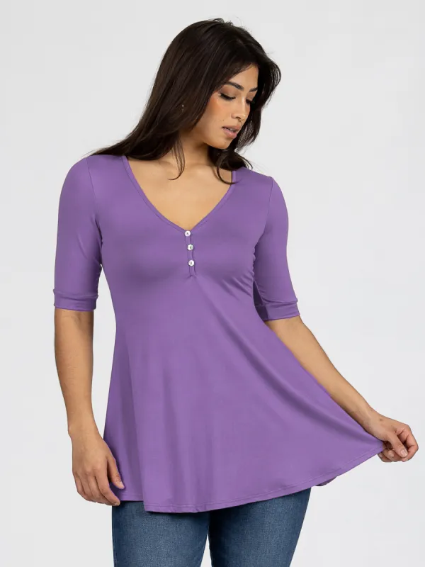 Short Sleeve Tunic Top with Button Detail sold by 24/7 Comfort Apparel