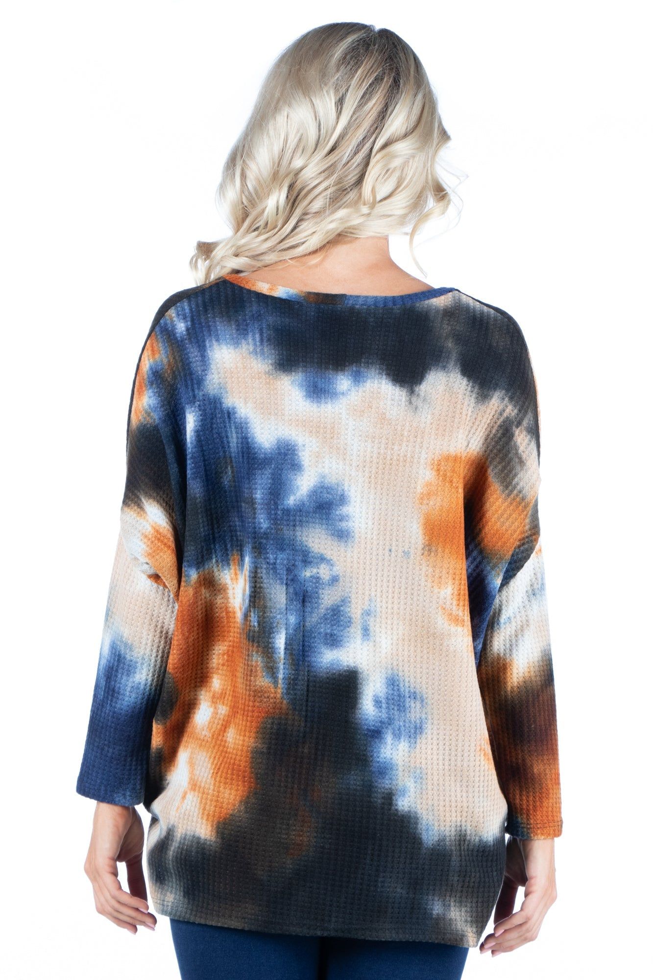 Oversized Pink Tie Dye Long Sleeve Dolman Tunic Top sold by 24/7 Comfort Apparel product image thumbnail 2