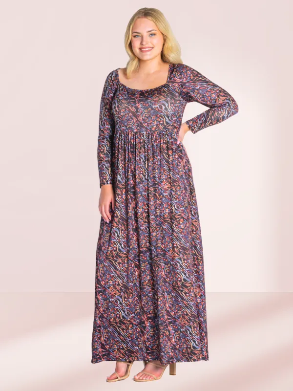 Fall Floral Long Sleeve Pleated Plus Size Maxi Dress sold by 24/7 Comfort Apparel
