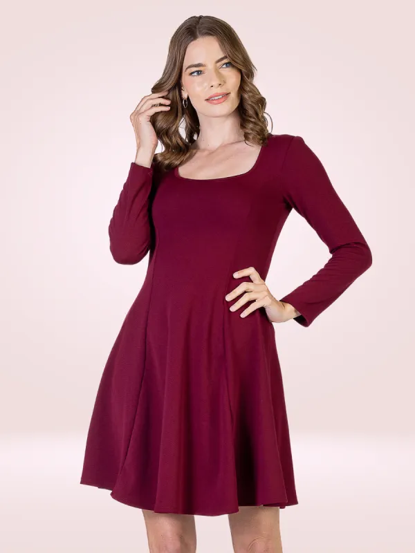 Womens Long Sleeve Knee Length Skater Dress sold by 24/7 Comfort Apparel