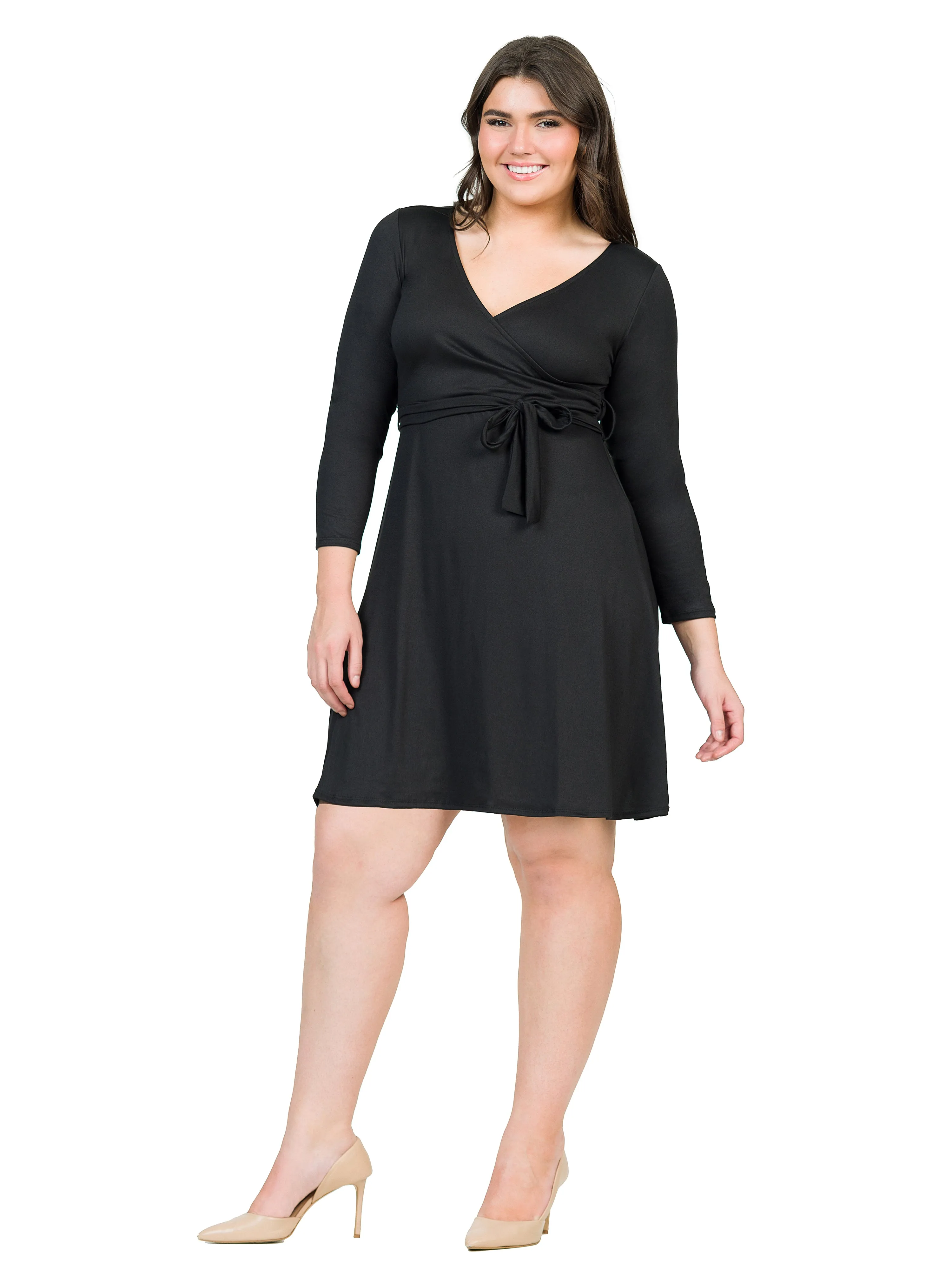 Chic V-Neck Long Sleeve Belted Plus Size Dress sold by 24/7 Comfort Apparel product image thumbnail 4