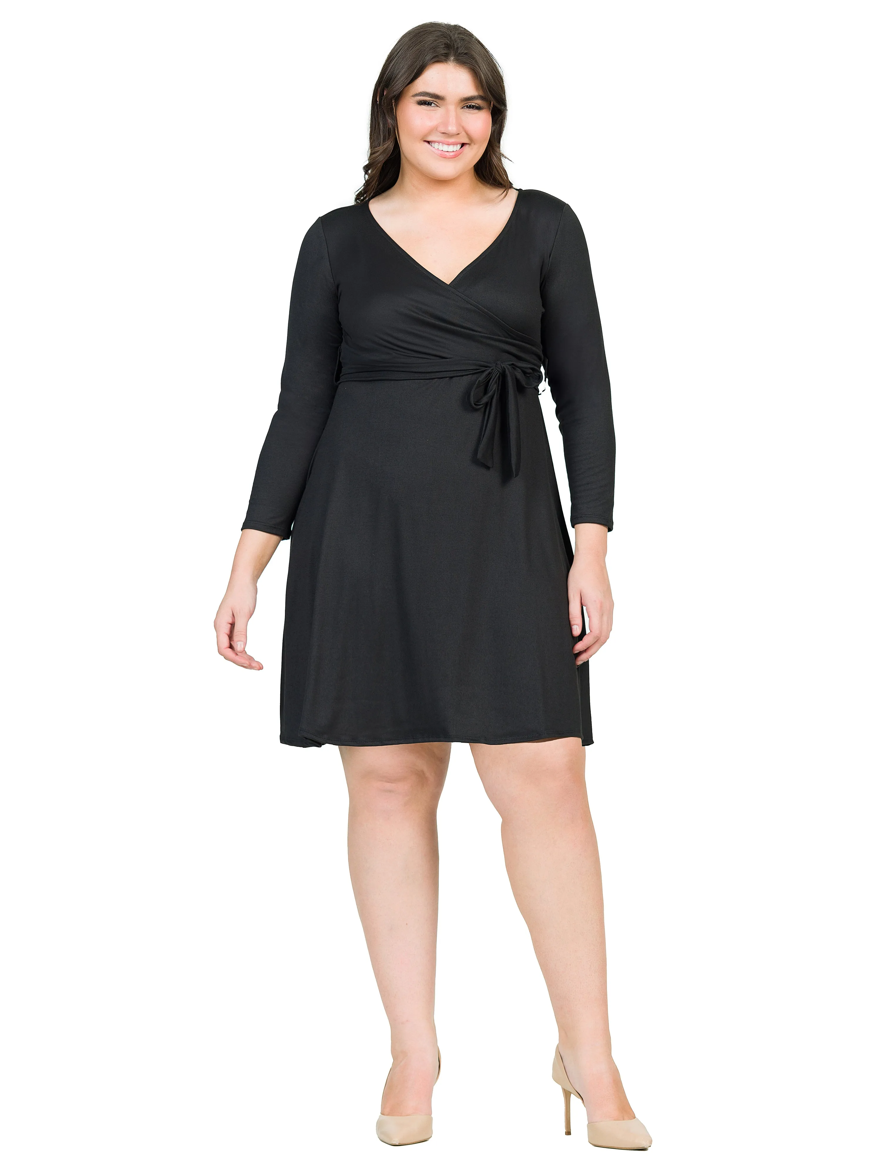 Chic V-Neck Long Sleeve Belted Plus Size Dress sold by 24/7 Comfort Apparel product image thumbnail 2