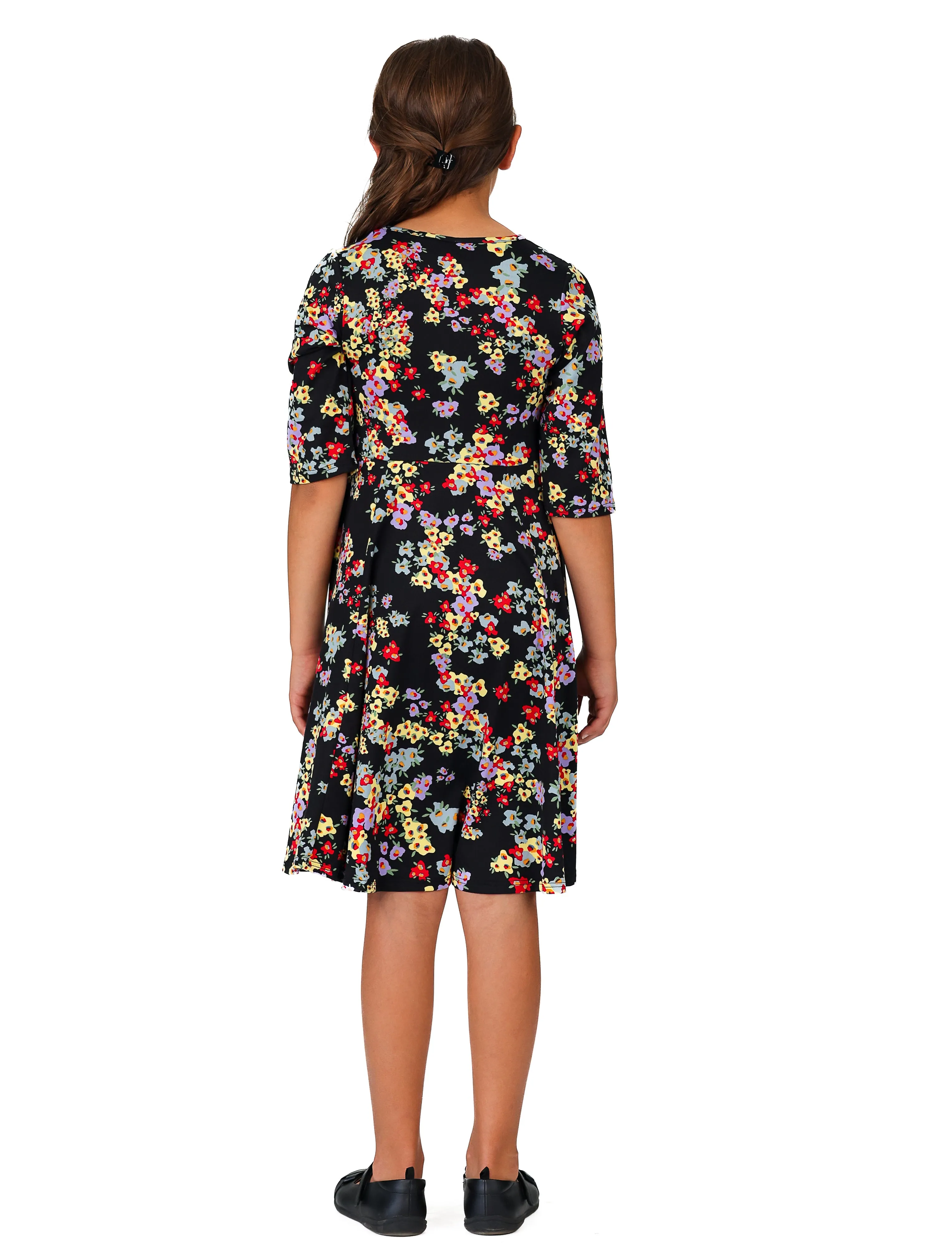 24seven Comfort Apparel Knee Length Floral Print Fit and Flare Girls Dress sold by 24/7 Comfort Apparel product image thumbnail 4