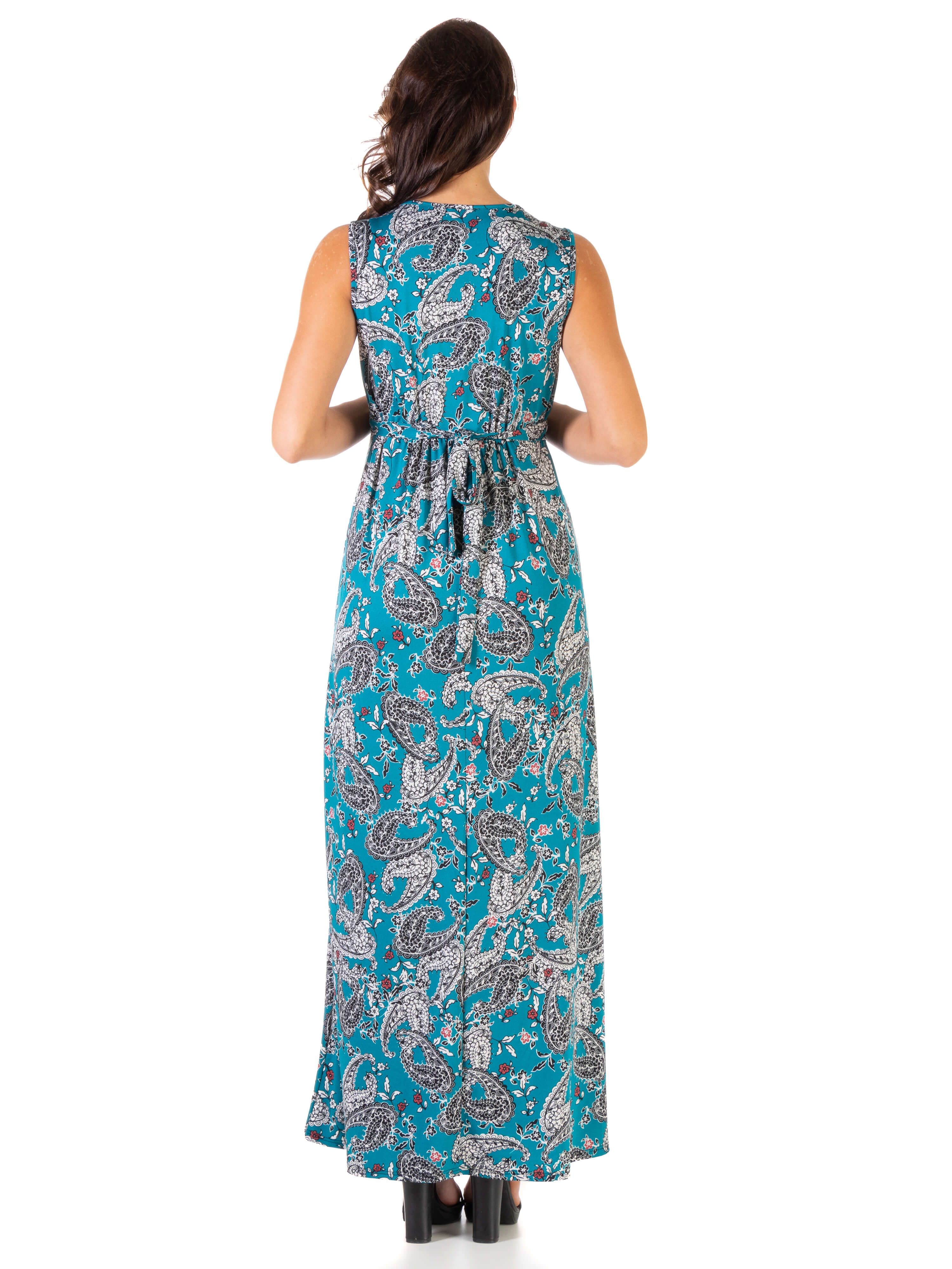 Teal Maternity Sleeveless V Neck Loose Long Maxi Casual Dress sold by 24/7 Comfort Apparel product image thumbnail 3