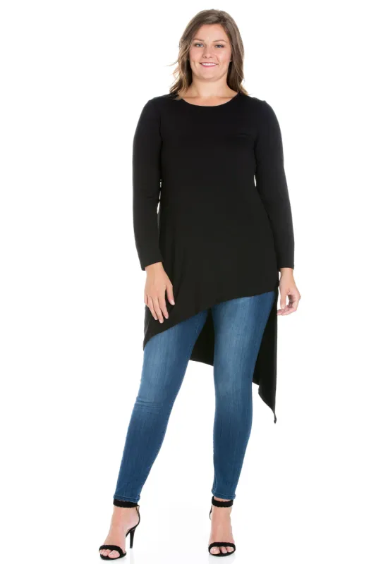 Long Sleeve Knee Length Asymmetrical Plus Size Tunic Top sold by 24/7 Comfort Apparel