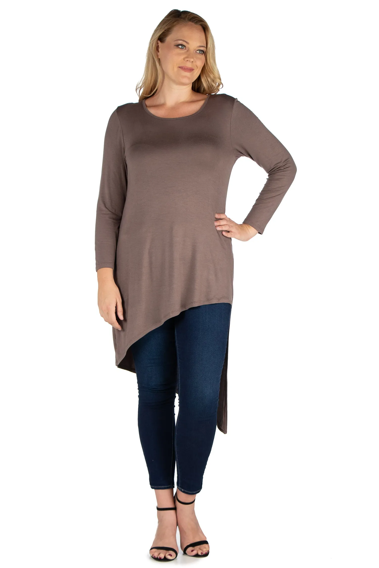 Long Sleeve Knee Length Asymmetrical Plus Size Tunic Top sold by 24/7 Comfort Apparel product image thumbnail 2