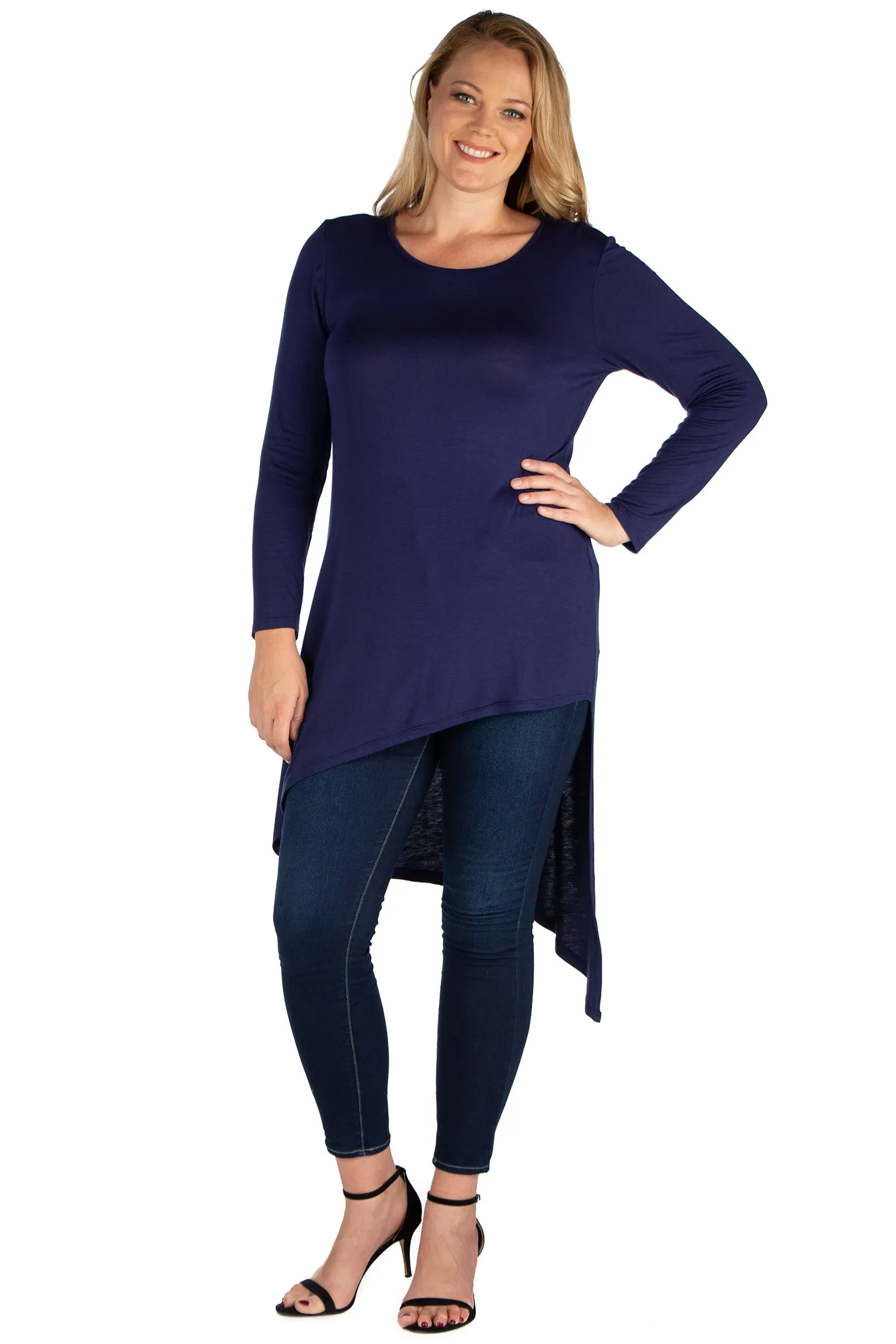 Long Sleeve Knee Length Asymmetrical Plus Size Tunic Top sold by 24/7 Comfort Apparel product image thumbnail 4