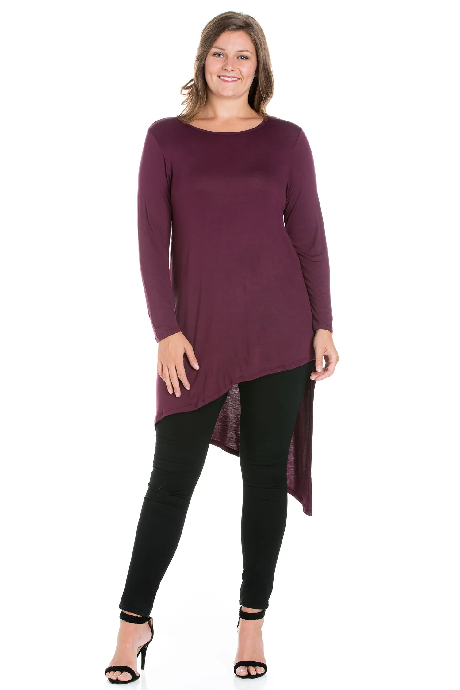 Long Sleeve Knee Length Asymmetrical Plus Size Tunic Top sold by 24/7 Comfort Apparel product image thumbnail 3
