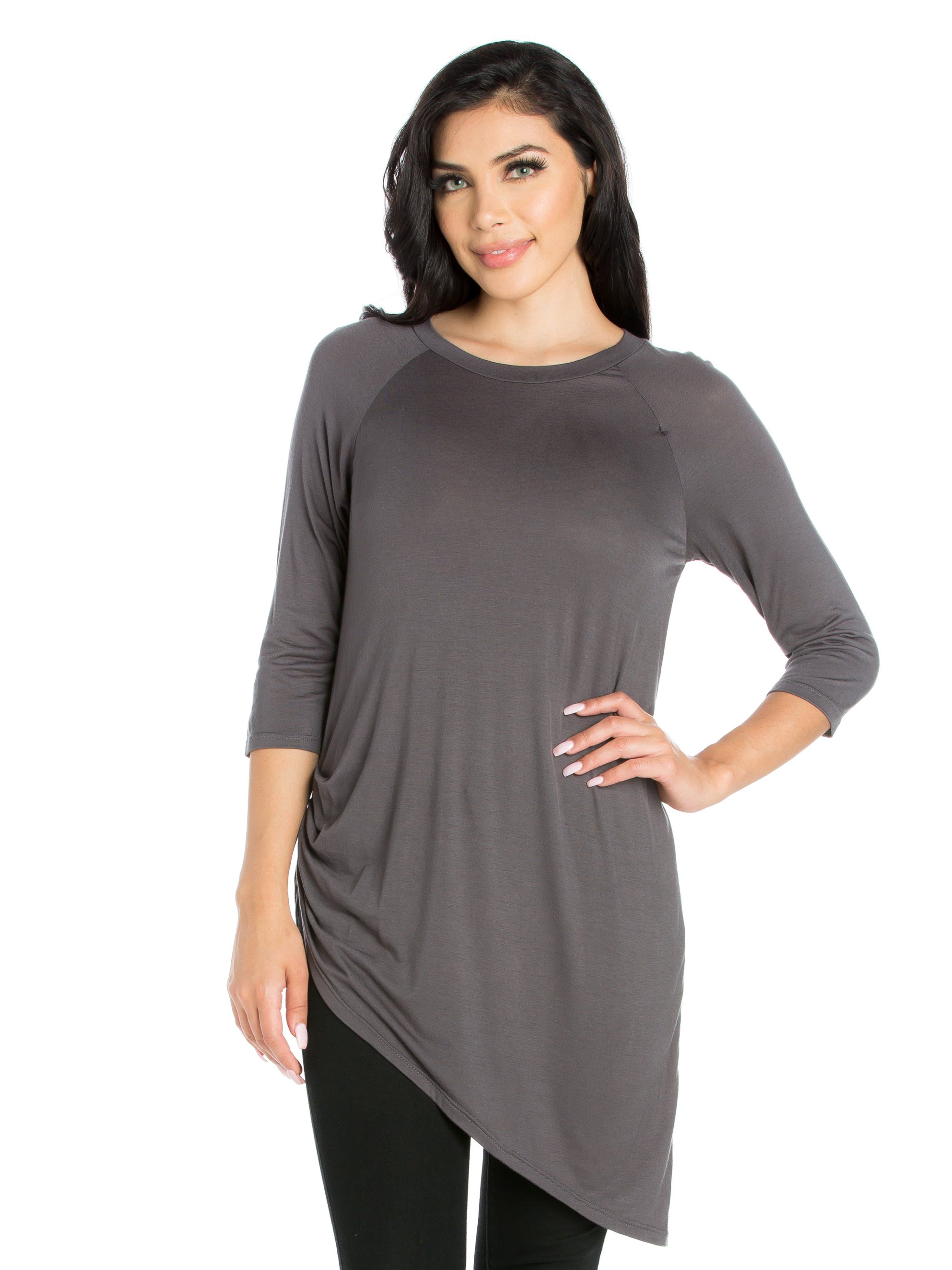 Asymmetrical Three Quarter Sleeve Tunic Top sold by 24/7 Comfort Apparel product image thumbnail 2