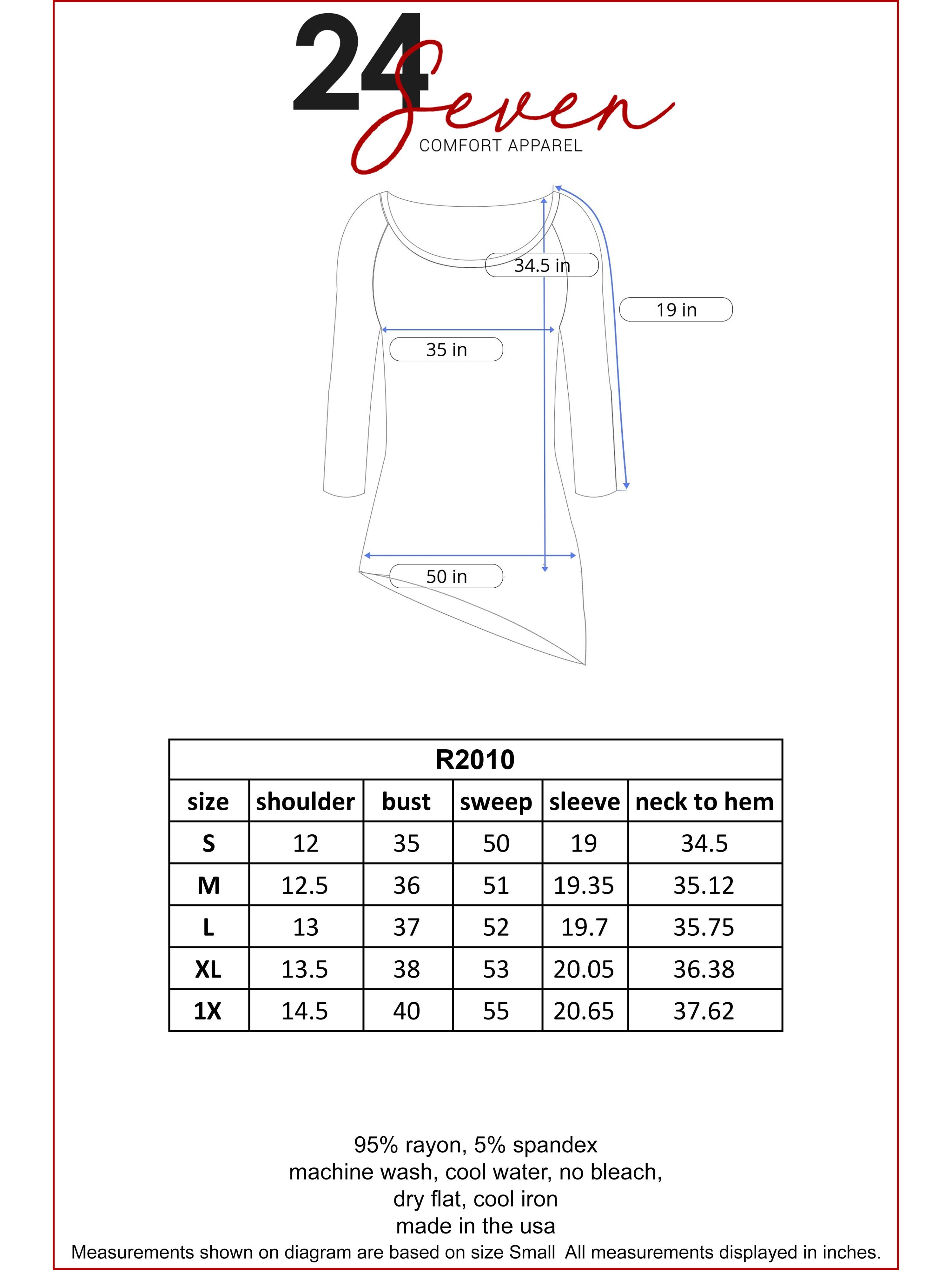 Asymmetrical Three Quarter Sleeve Tunic Top sold by 24/7 Comfort Apparel product image thumbnail 3