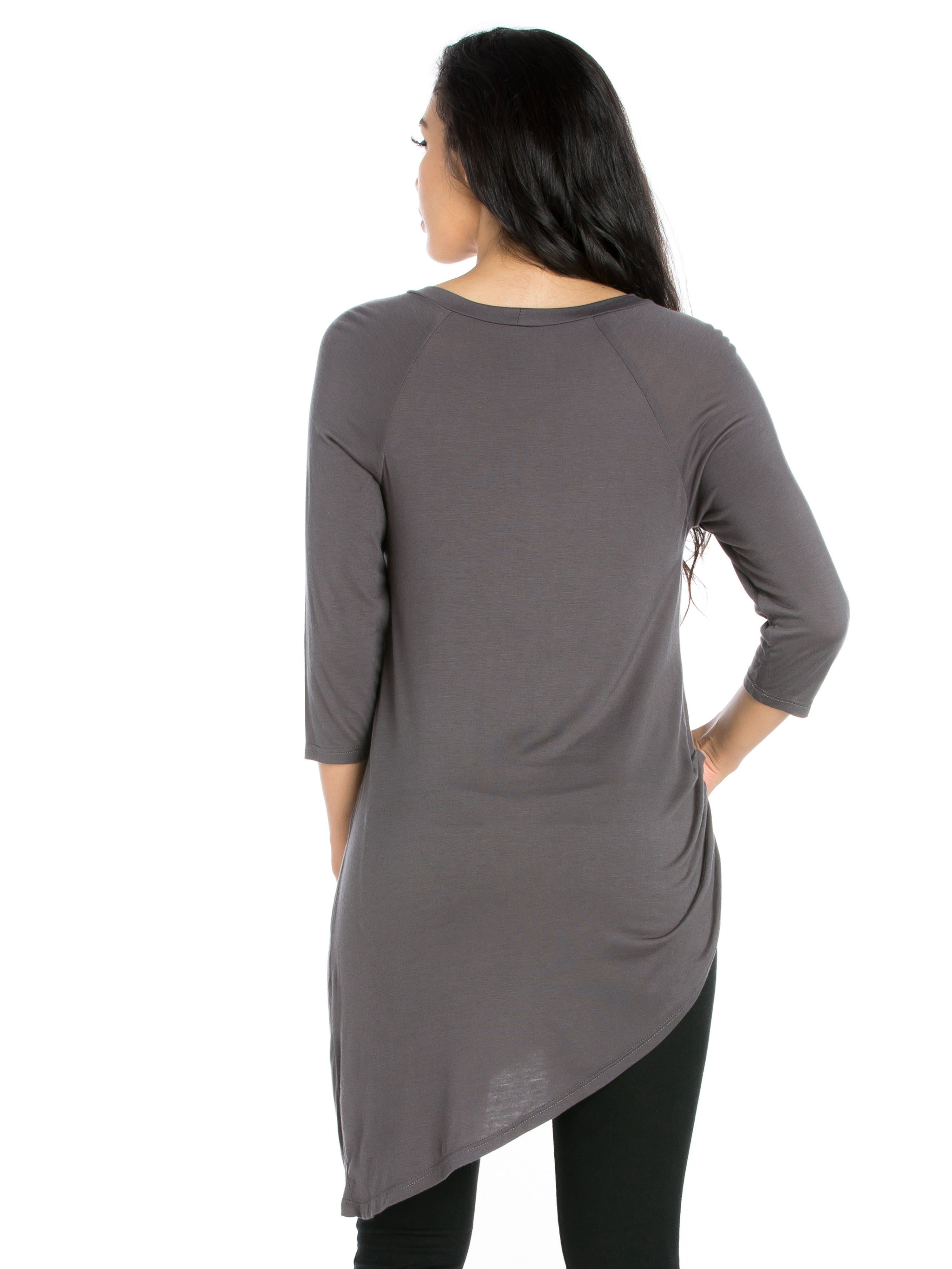 Asymmetrical Three Quarter Sleeve Tunic Top sold by 24/7 Comfort Apparel product image thumbnail 5