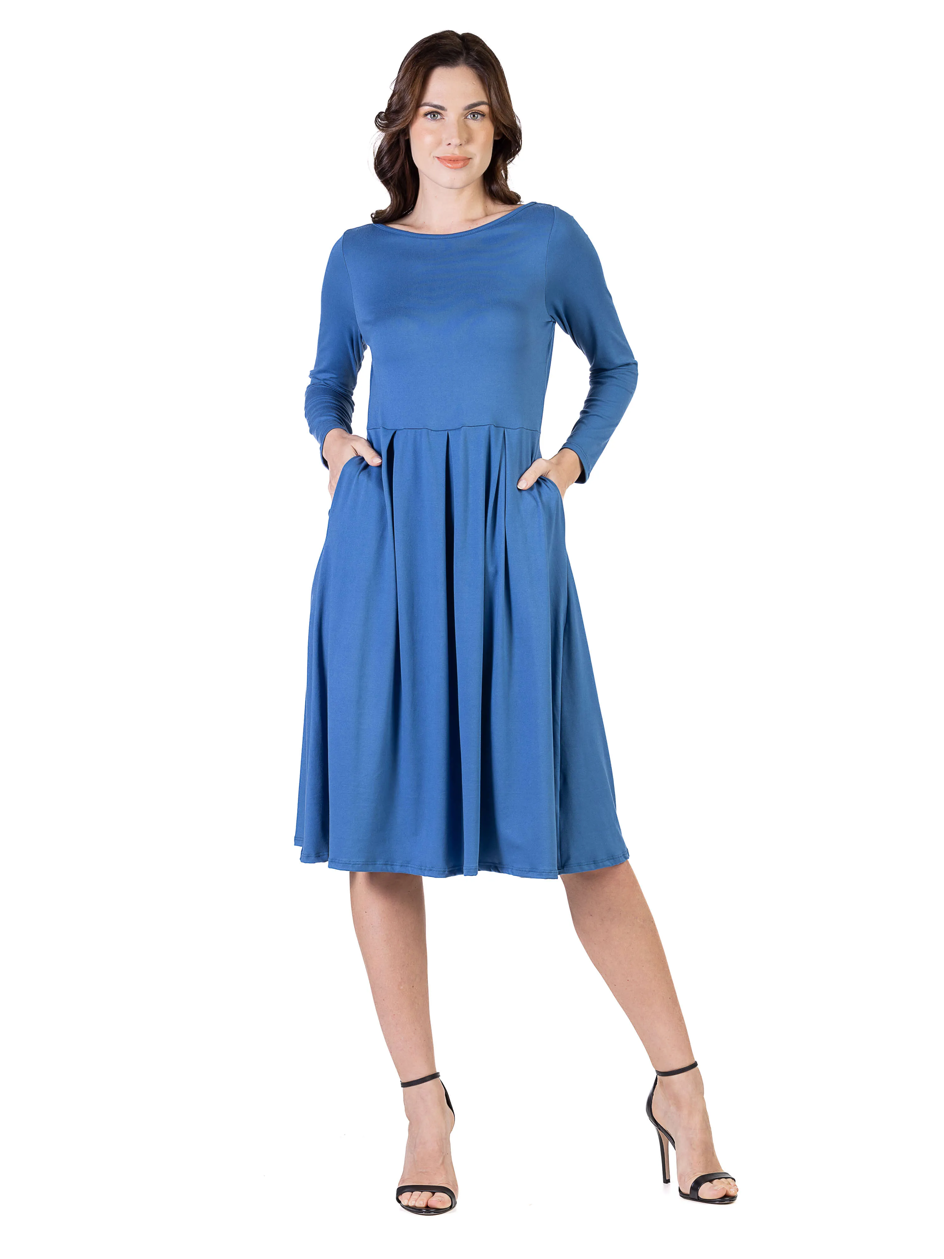 Midi Length Fit N Flare Pocket Dress sold by 24/7 Comfort Apparel